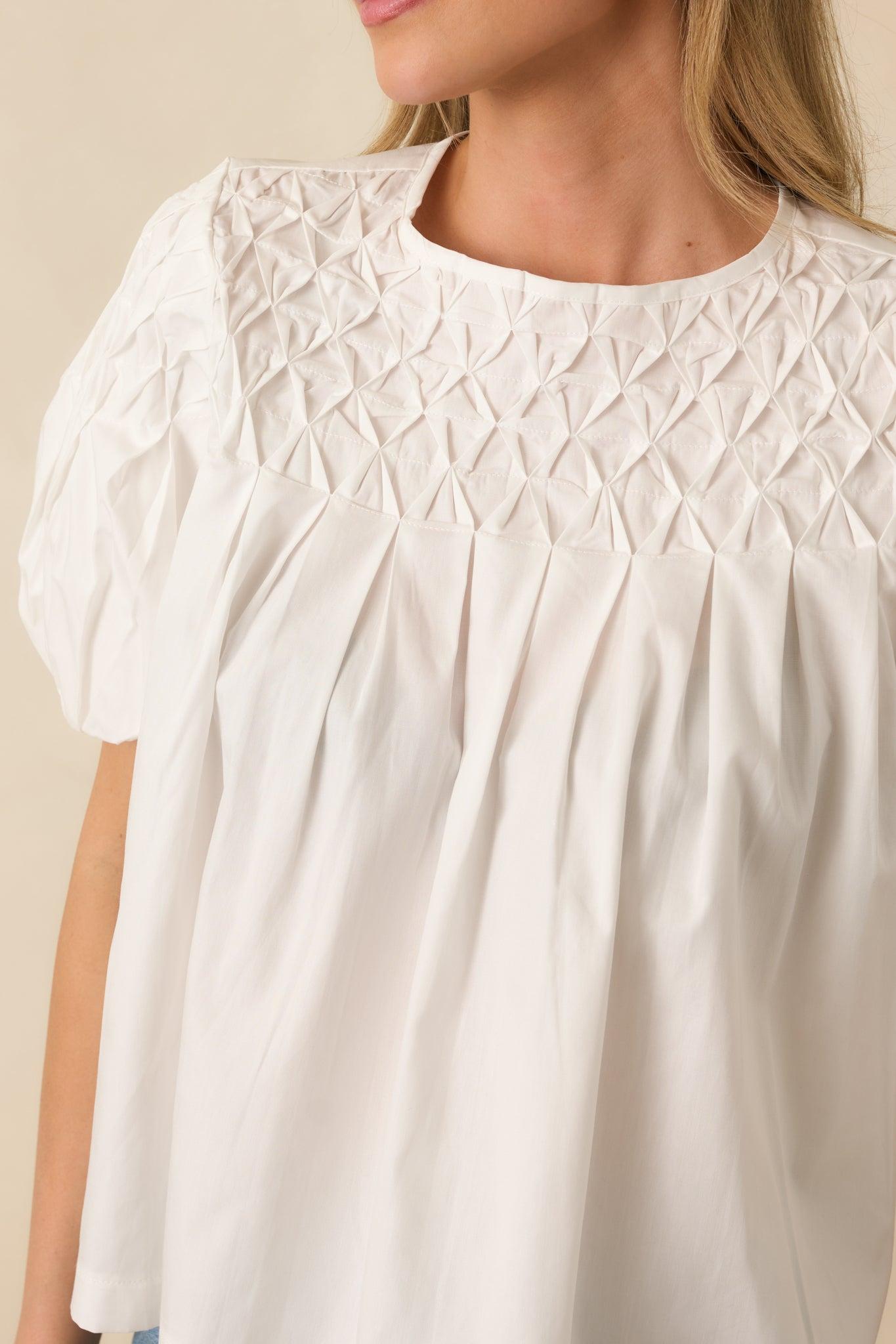 Basic Luxuries White Cotton Short Sleeve Top L / White Product Image