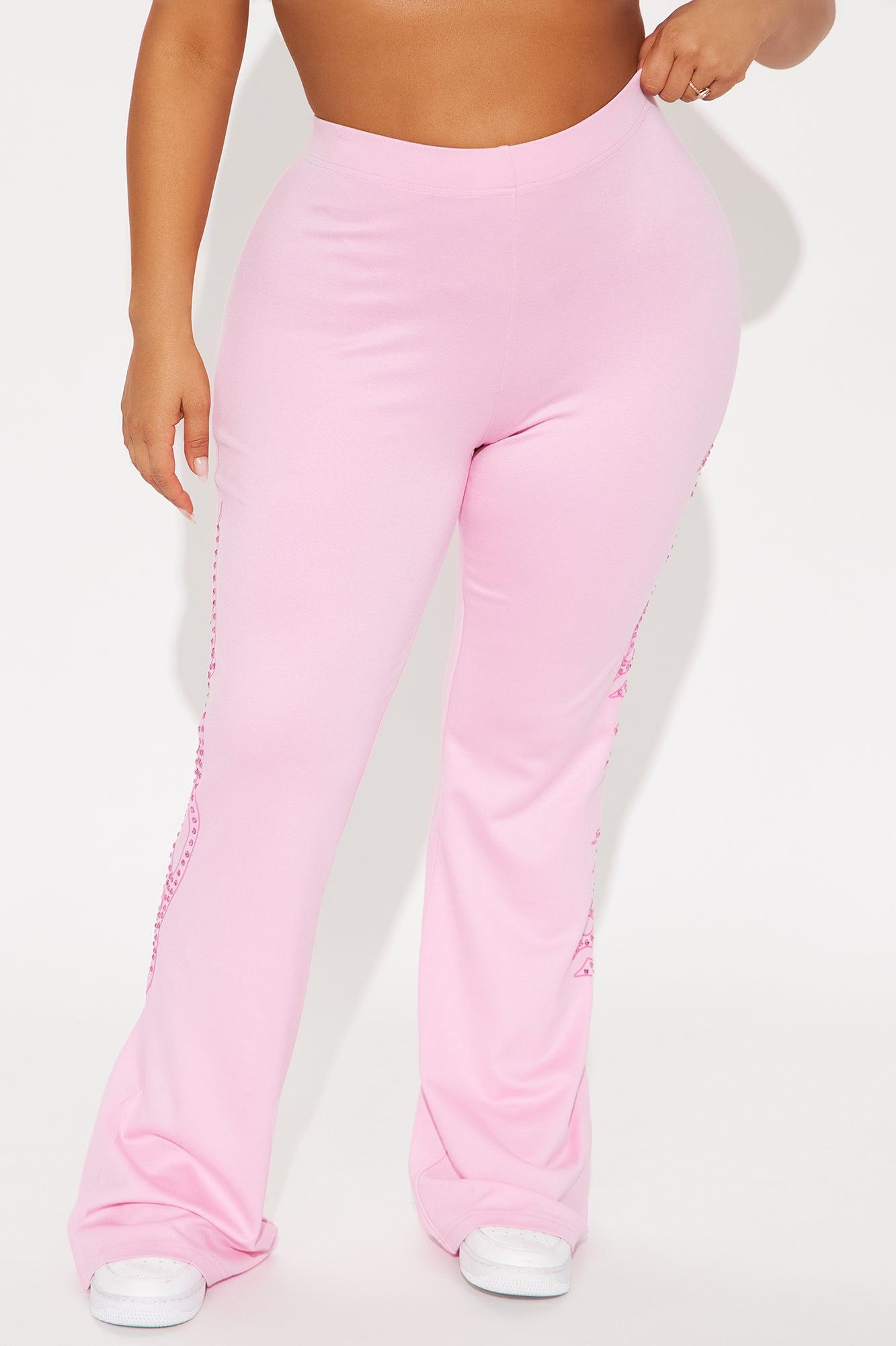 Von Dutch Fire Racer Rhinestone Flared Pant - Pink Product Image