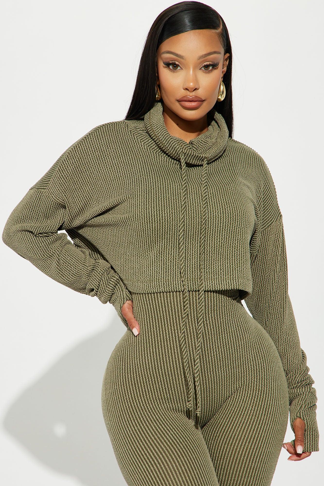 Thinking It Over 2 Piece Jumpsuit Set - Olive Product Image