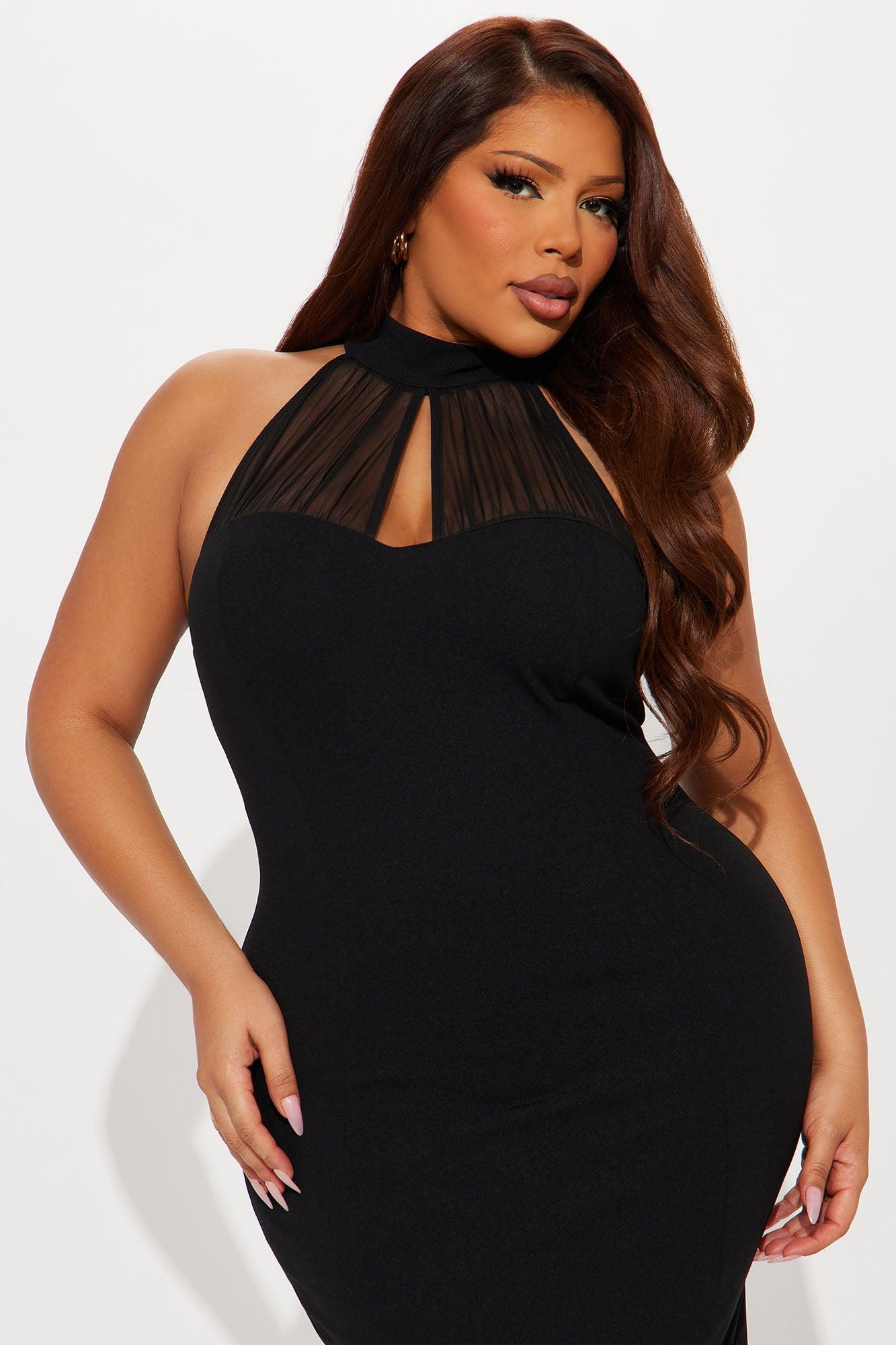 Hayley Sleeveless Mock Neck Midi Dress - Black Product Image