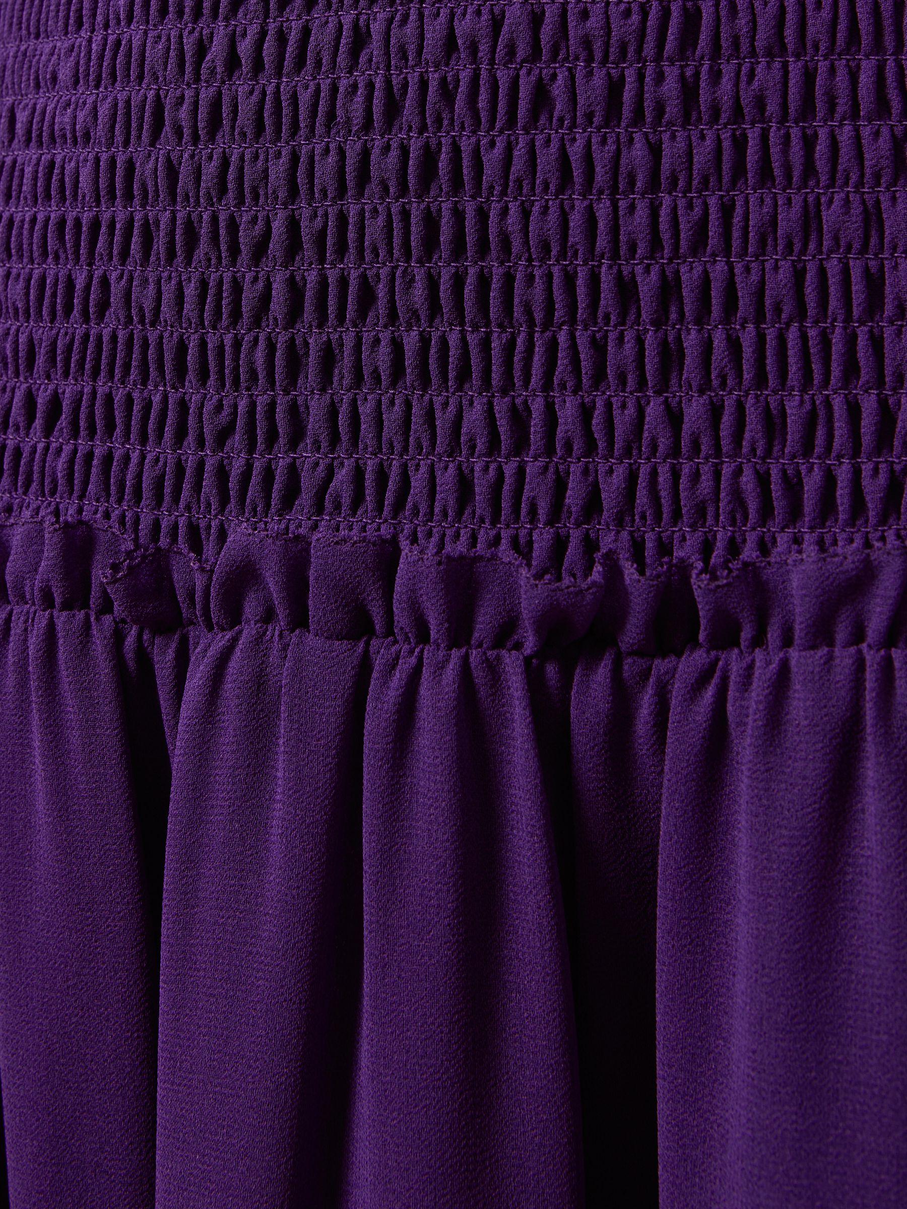 Florere Plunge Neck Shirred Maxi Dress in Dark Purple Product Image