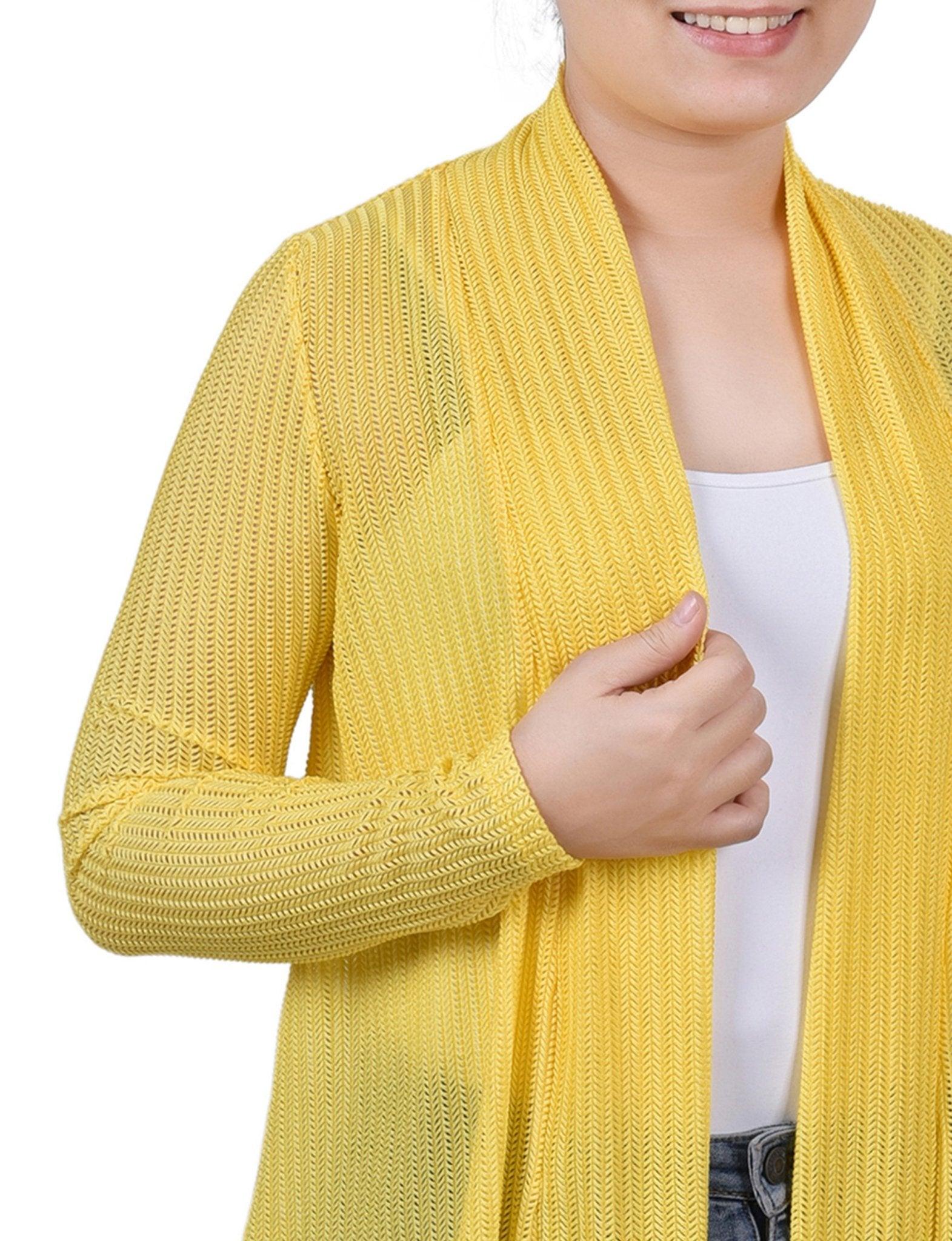 Yellow Open Knit Cardigan Product Image