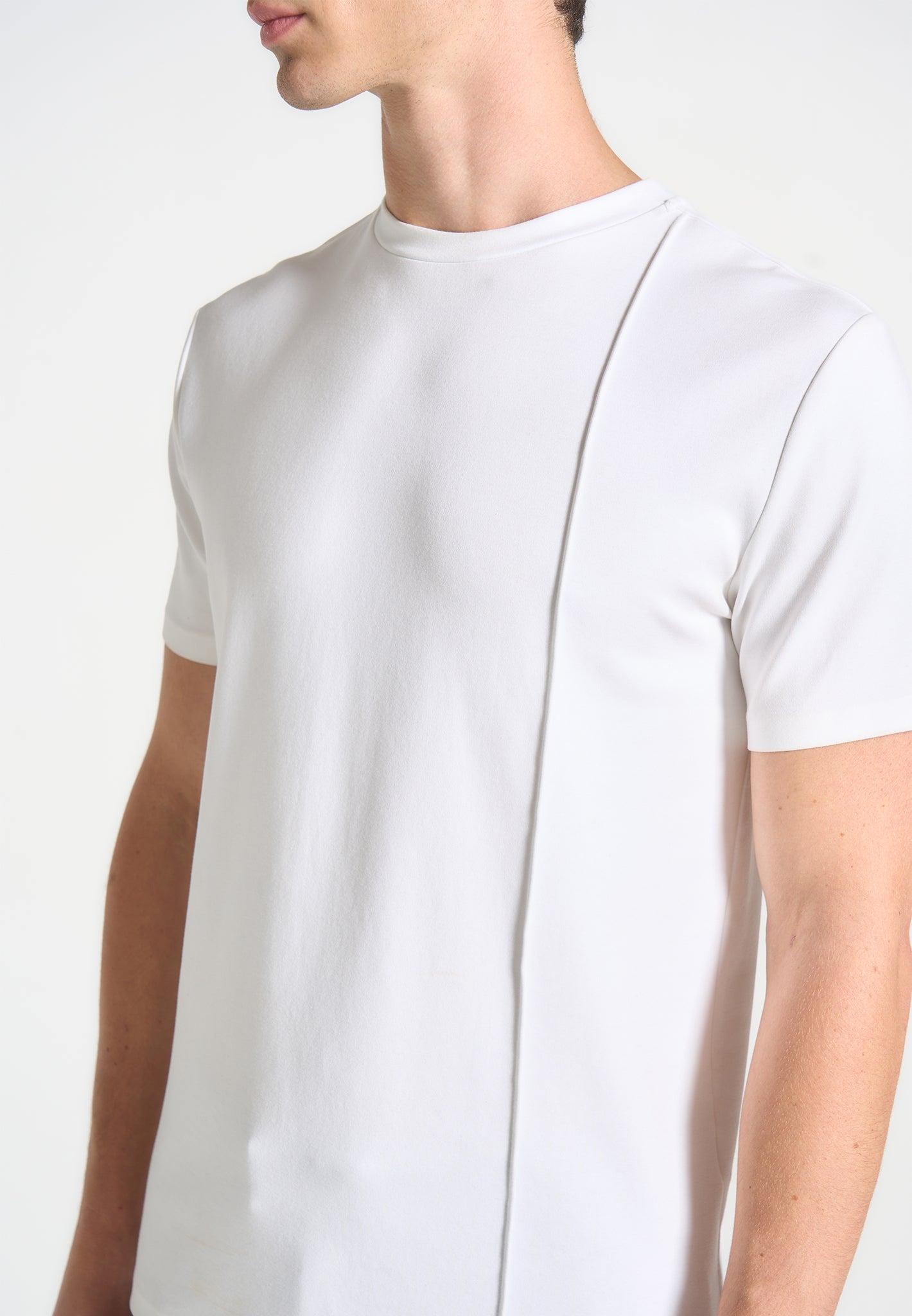 Bruno - Regular Fit Cotton T-Shirt with Pintuck - White Male Product Image