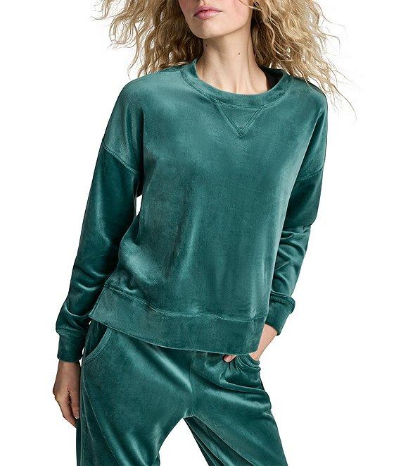 DKNY Sport by Donna Karan High-Low Velour Crew Neck Coordinating Pullover Product Image
