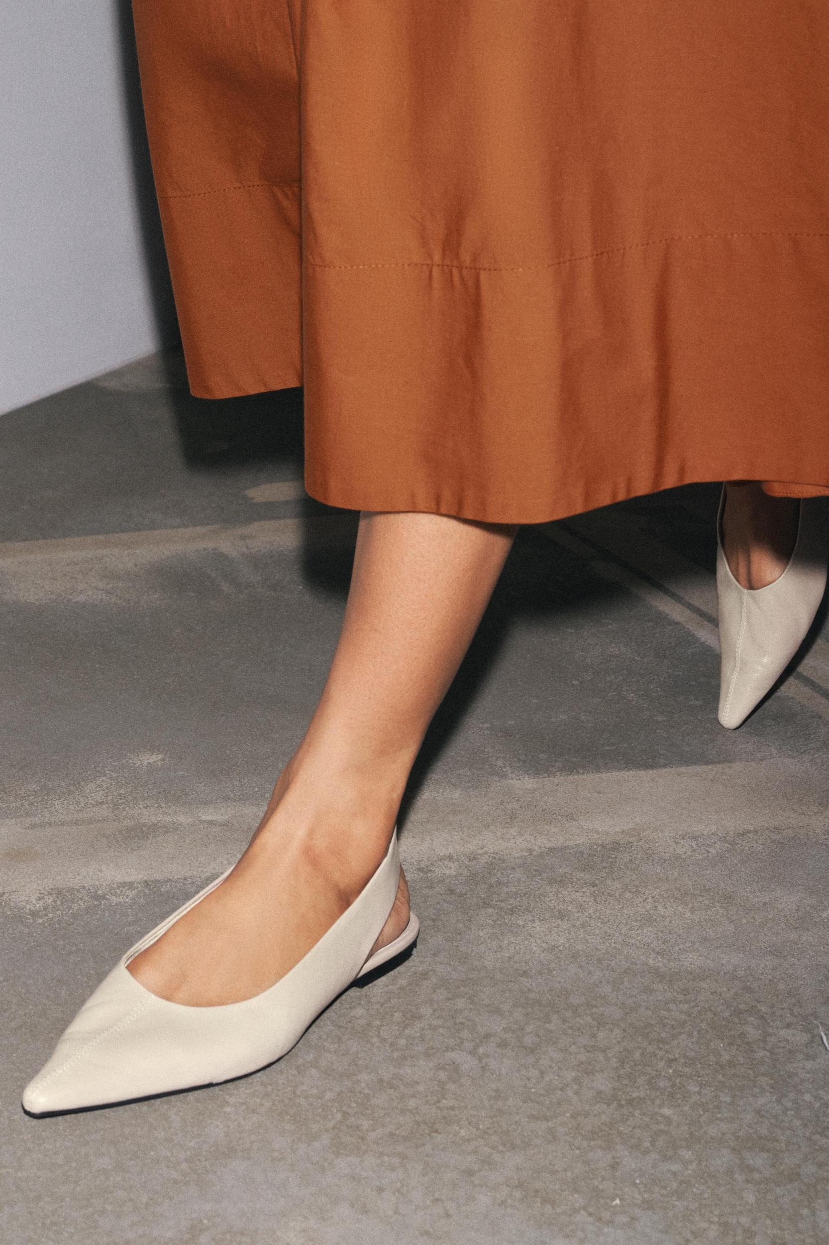 LEATHER SLINGBACK BALLET FLATS Product Image