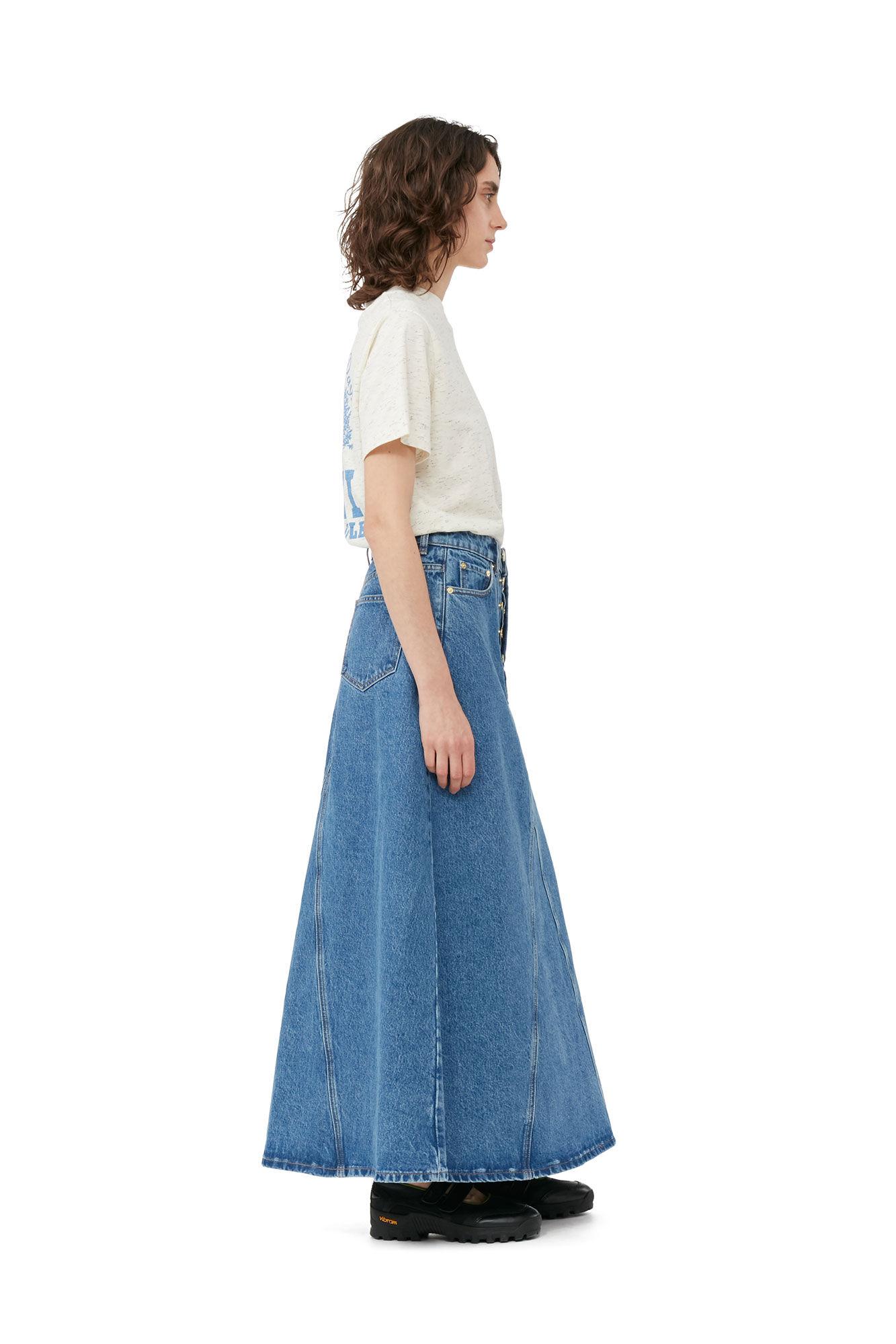Overdyed Cutline Denim Maxi Skirt Product Image