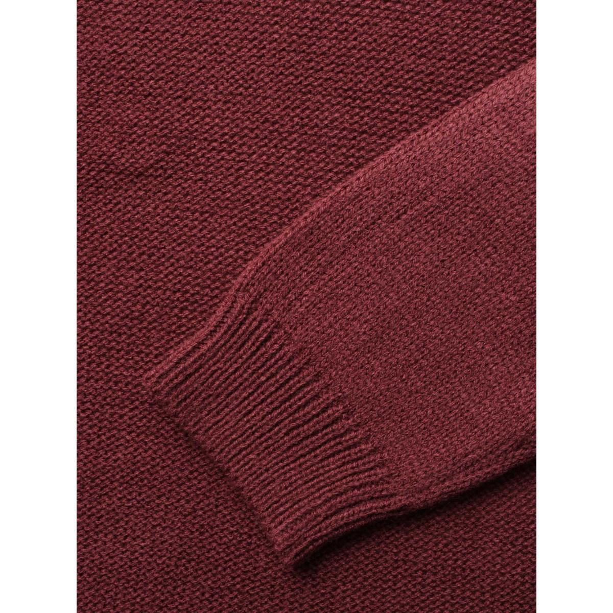 Plus Size Texture Turtleneck Slit Front Pullover Deepred Women Casual Long Sleeve Turtleneck Everyday Pullovers BloomChic 10/M Product Image