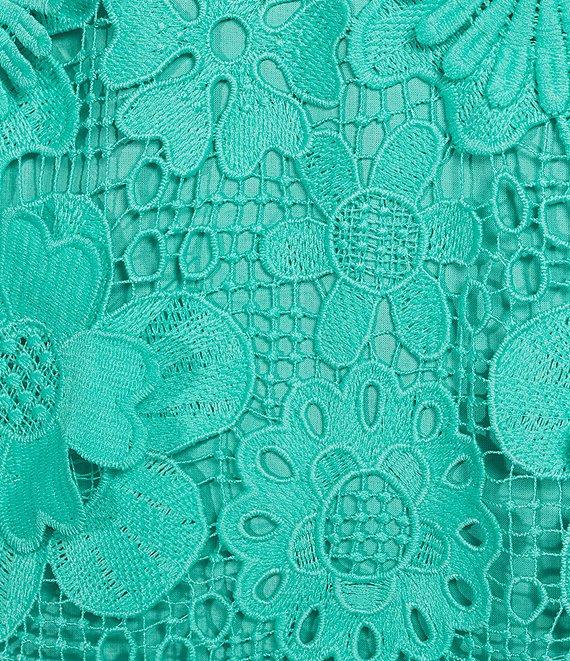 J.Marie Seraphina Floral 3D Lace Split Round Button Up Neck Long Sleeve Shift Dress Product Image