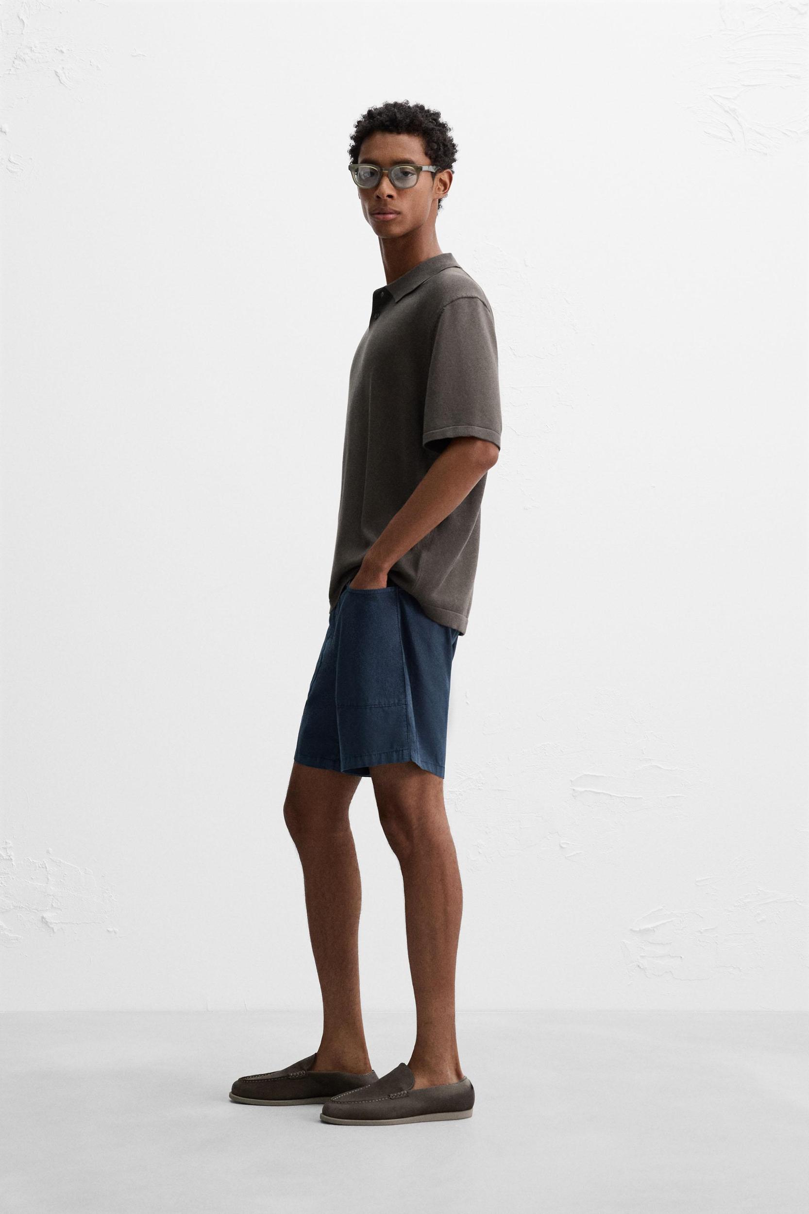 WASHED COTTON BERMUDA SHORTS Product Image
