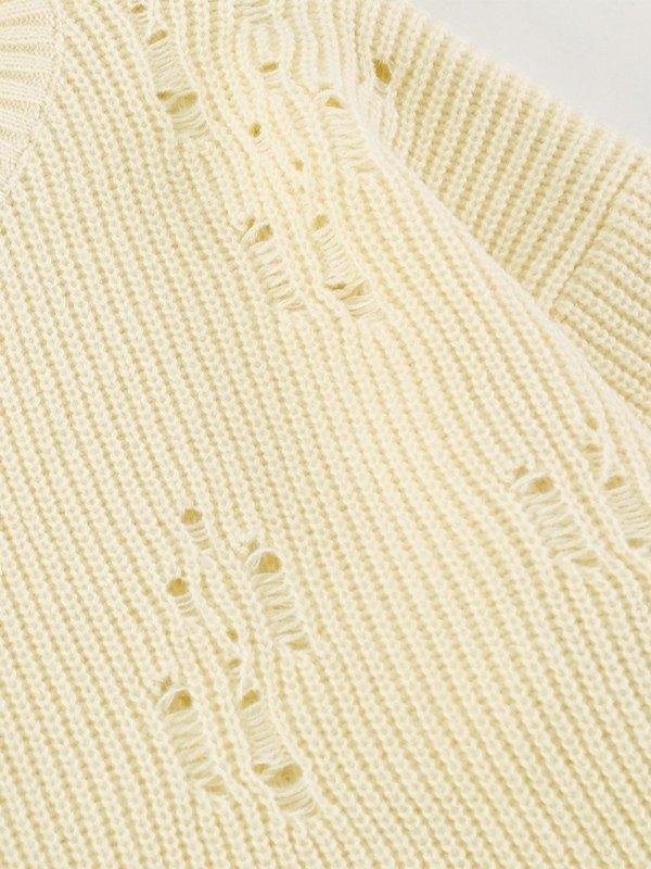 Men's Panel Distressed Cable Knit Sweater Product Image