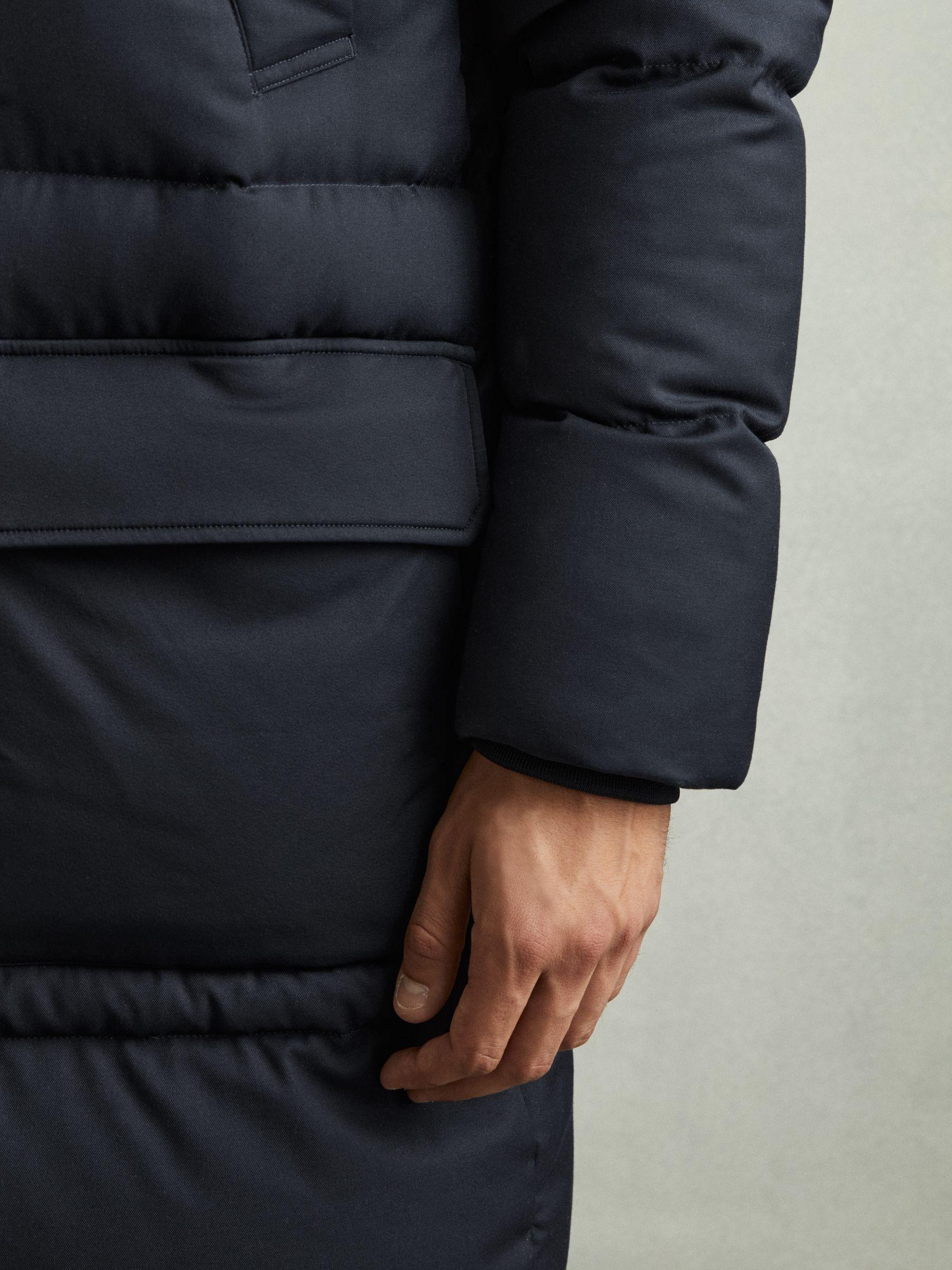 Quilted Longline Puffer Coat in Navy Product Image