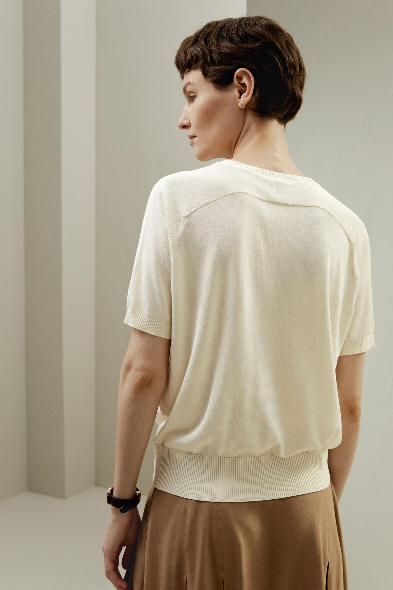 Basic Silk Crewneck T-shirt Product Image