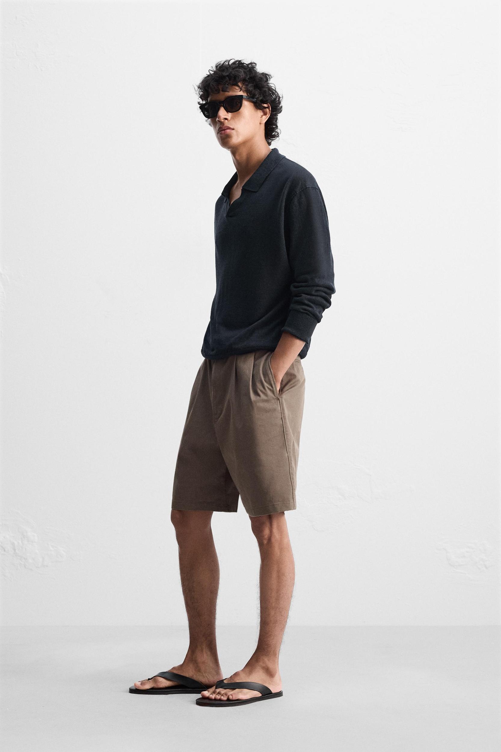 100% LINEN KNIT POLO SHIRT Product Image