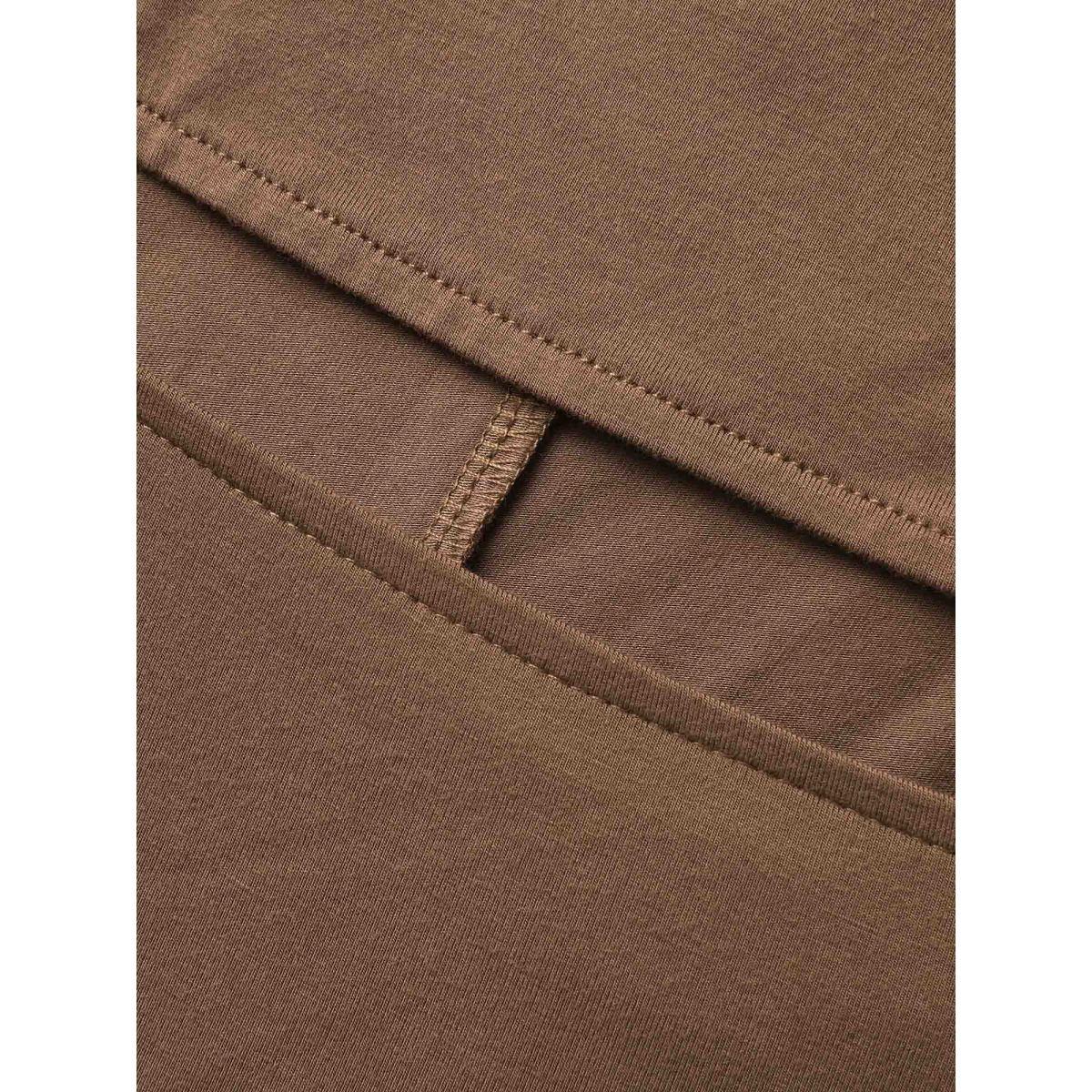 Plus Size Timeless Hooded Slim-Fit Midi Dress Yellowishbrown Women Cocktail Slit Party Curvy Bloomchic 18-20/2X Product Image