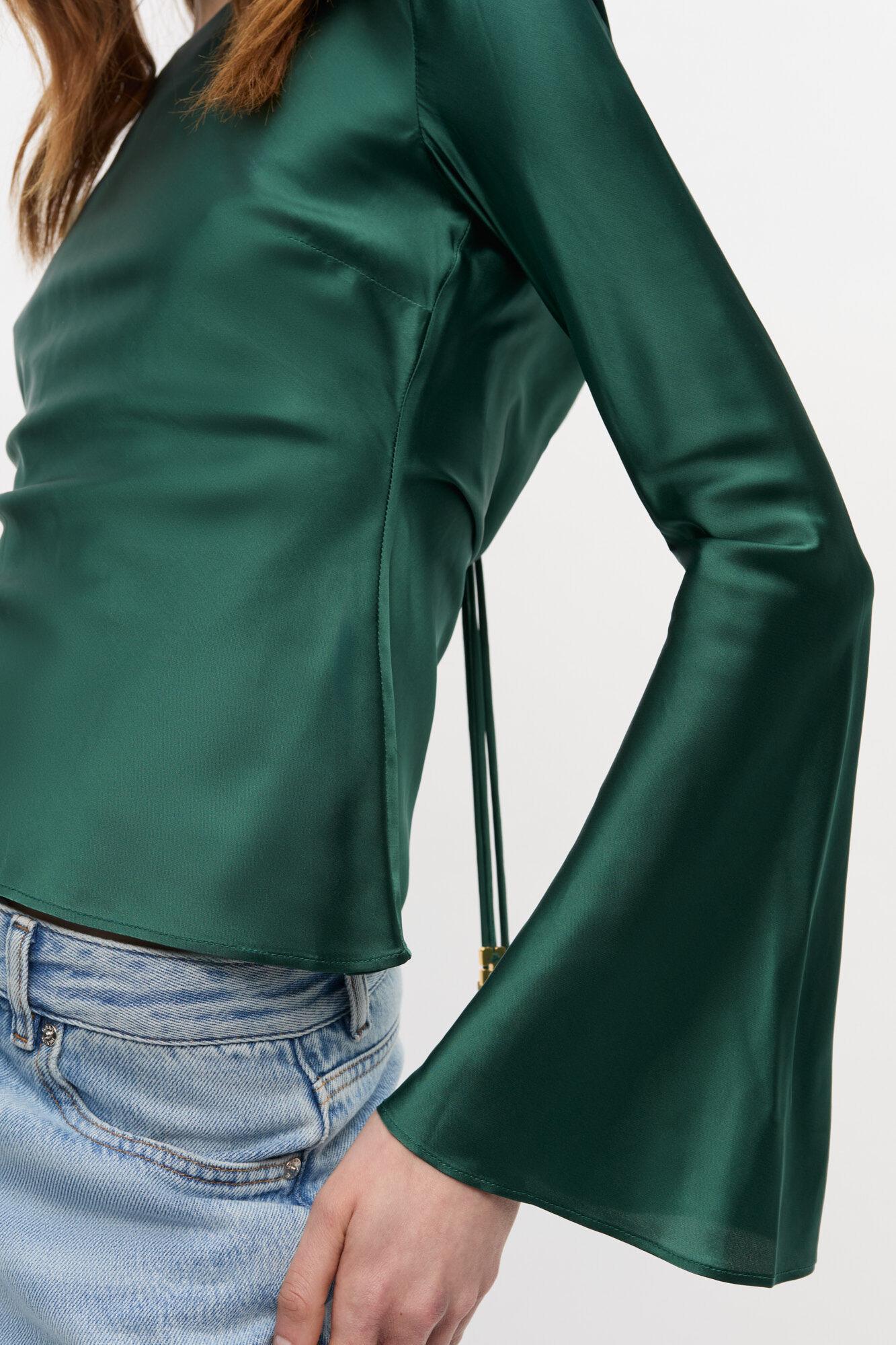 Green Satin Blouse Product Image