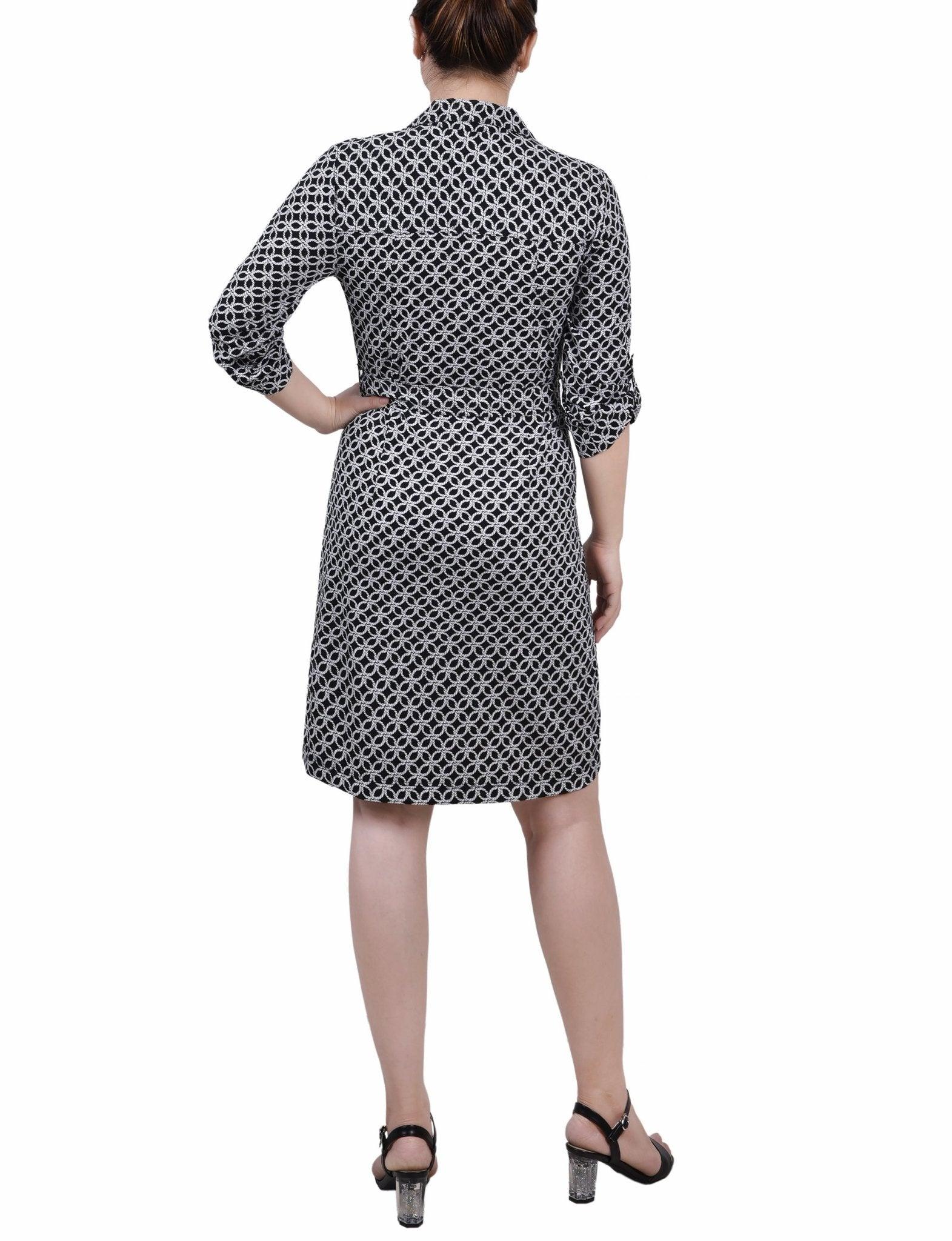 Black Rope Iconic Belted Roll Tab Zip Front Shirtdress - Petite Product Image