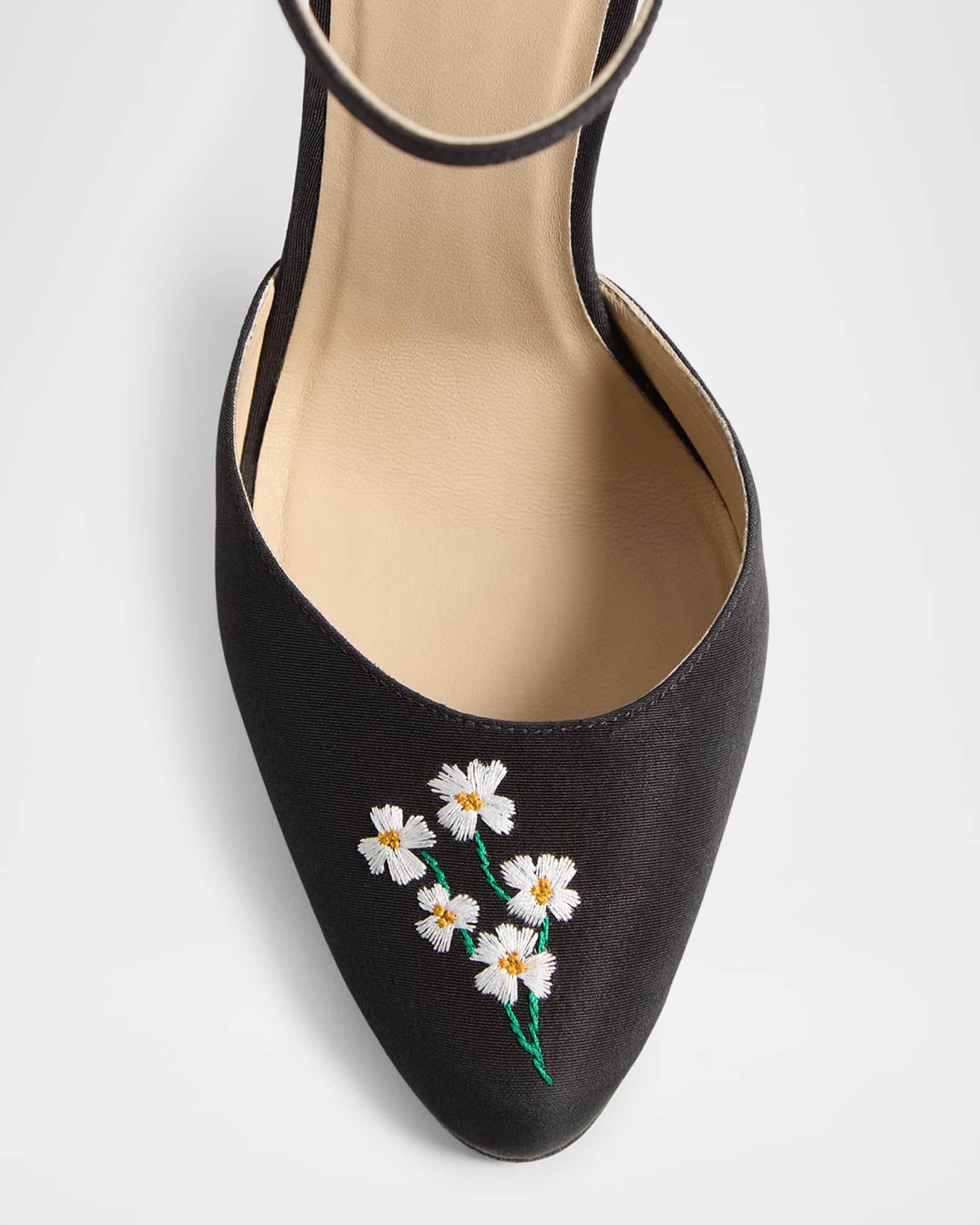 Hi Dolly Daisy Embroidered Satin Pumps  Product Image