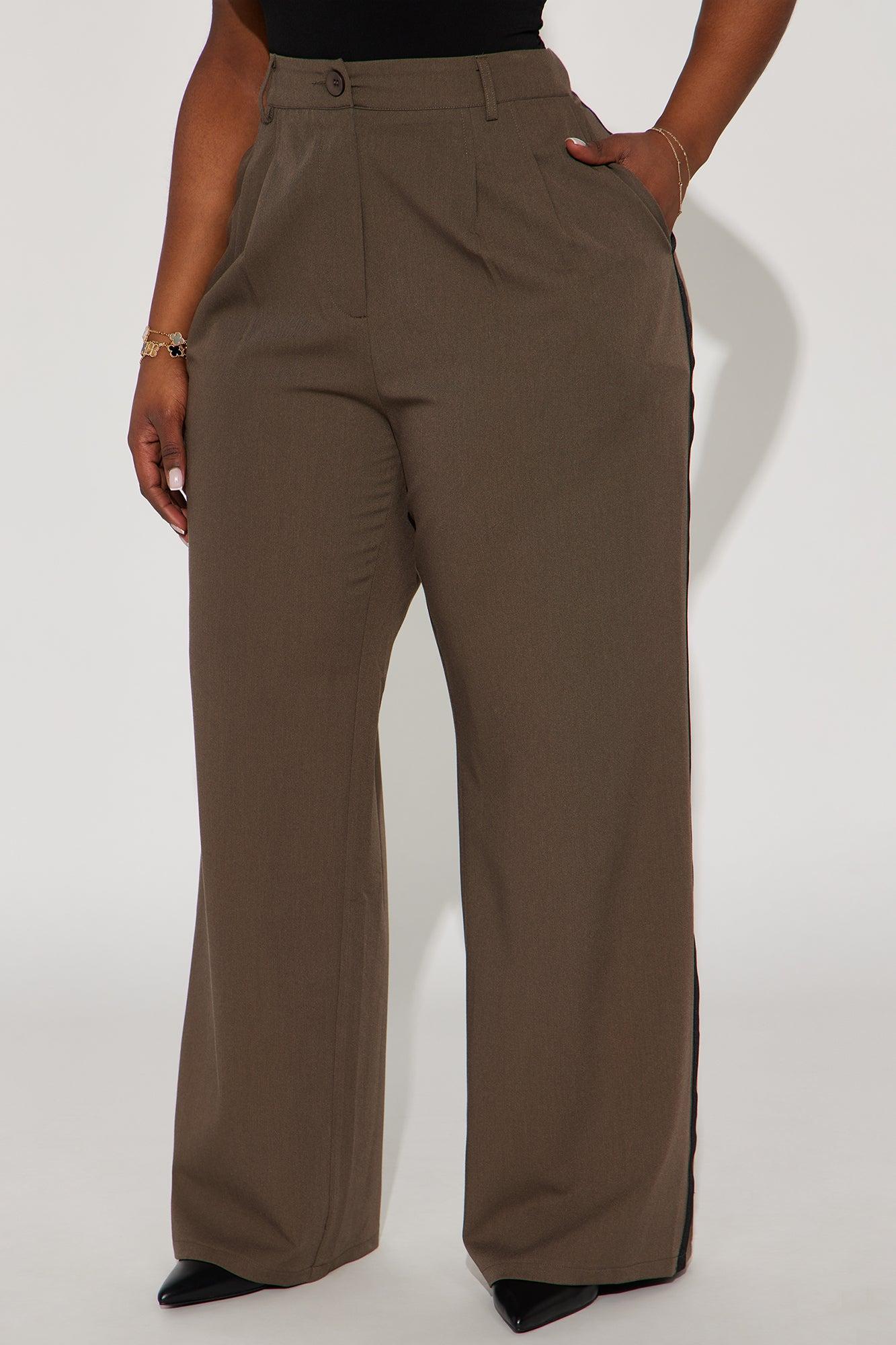 Sabine Contrast Stripe Trouser - Mocha Product Image