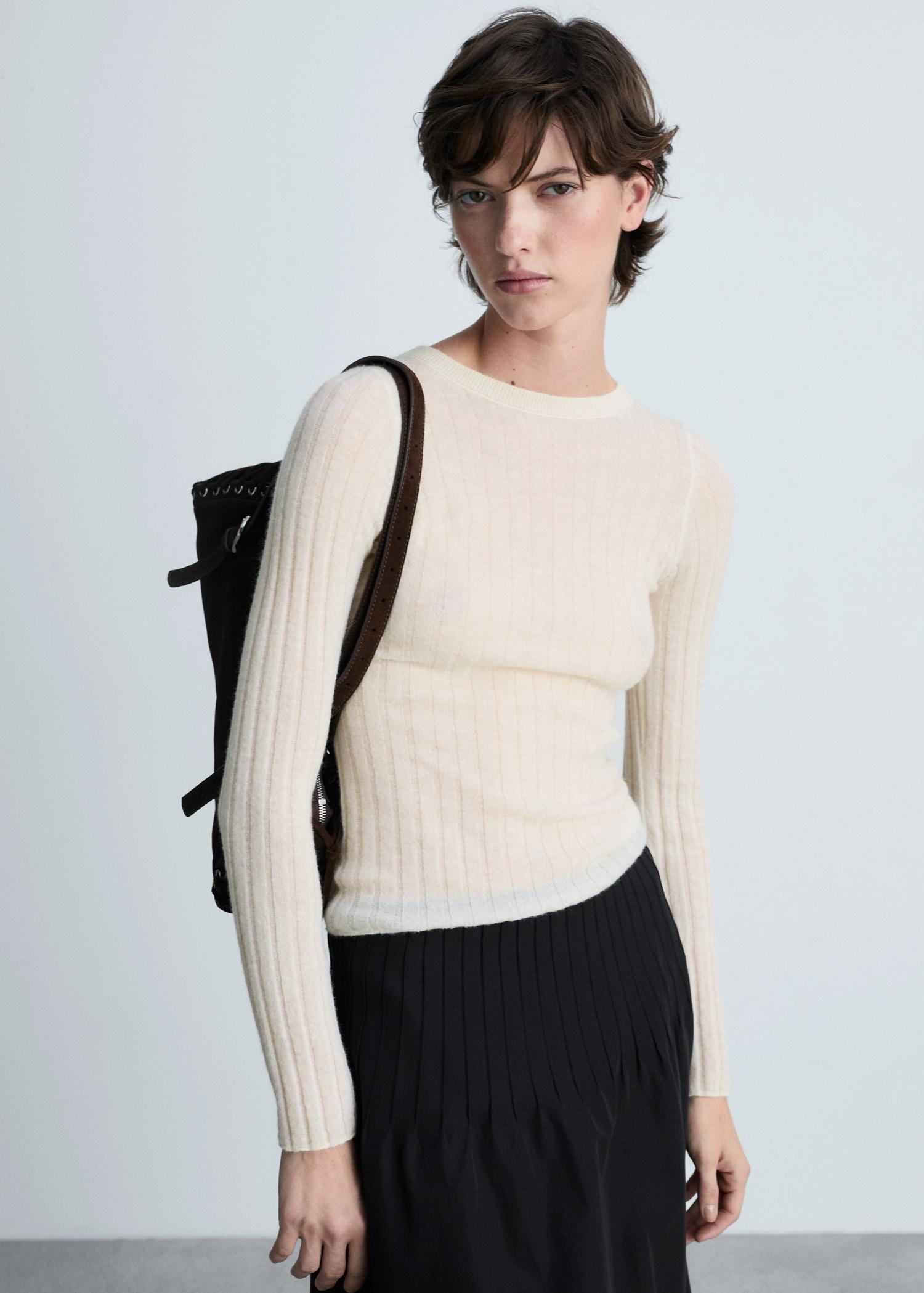 Ribbed round-neck sweater - Women | MANGO USA Product Image