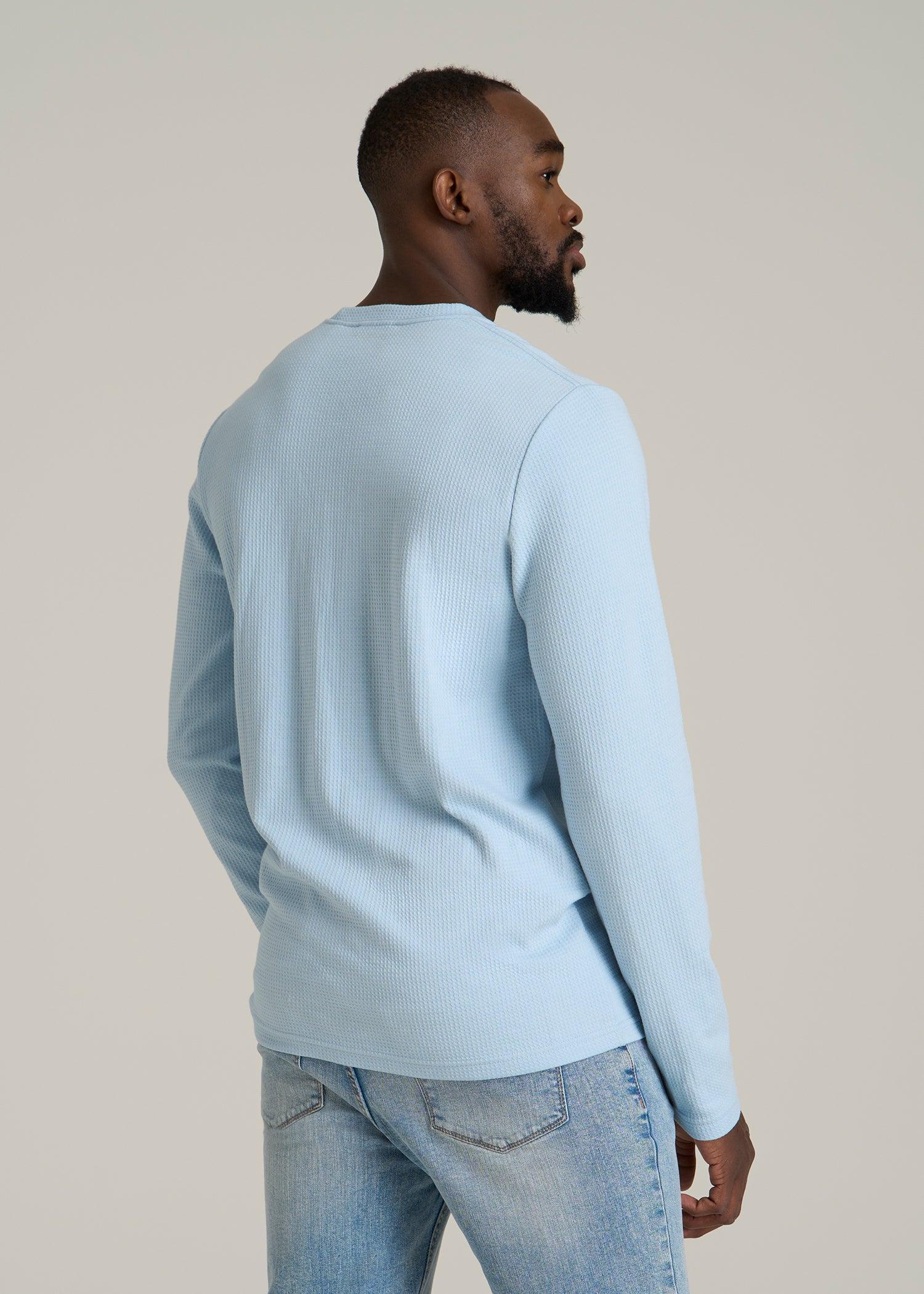 Cloud Knit Waffle Long Sleeve Tee for Tall Men in Ice Blue Male Product Image