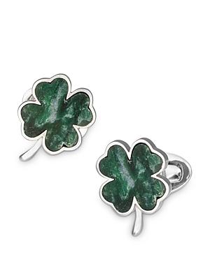 Jan Leslie Sterling Silver & Green Onyx Four-Leaf Clover Cufflinks Product Image