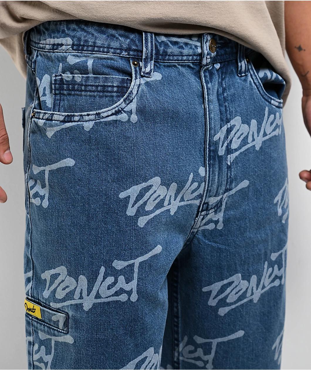 Donut Logo Blue Wash Denim Shorts Product Image