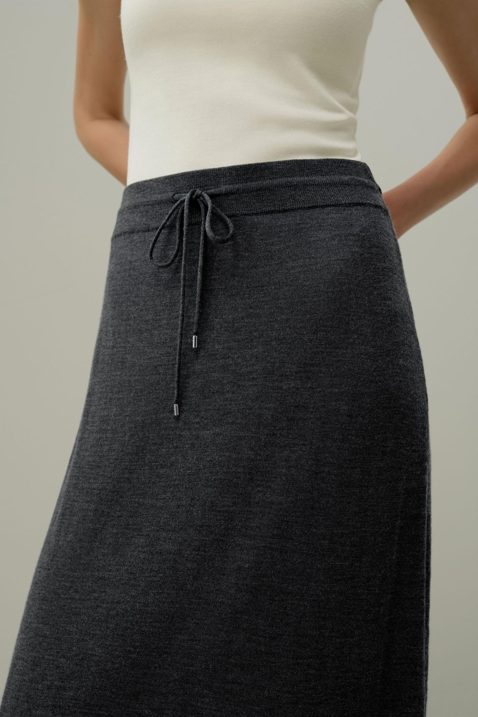 Merino Wool Drawstring Maxi Skirt Product Image