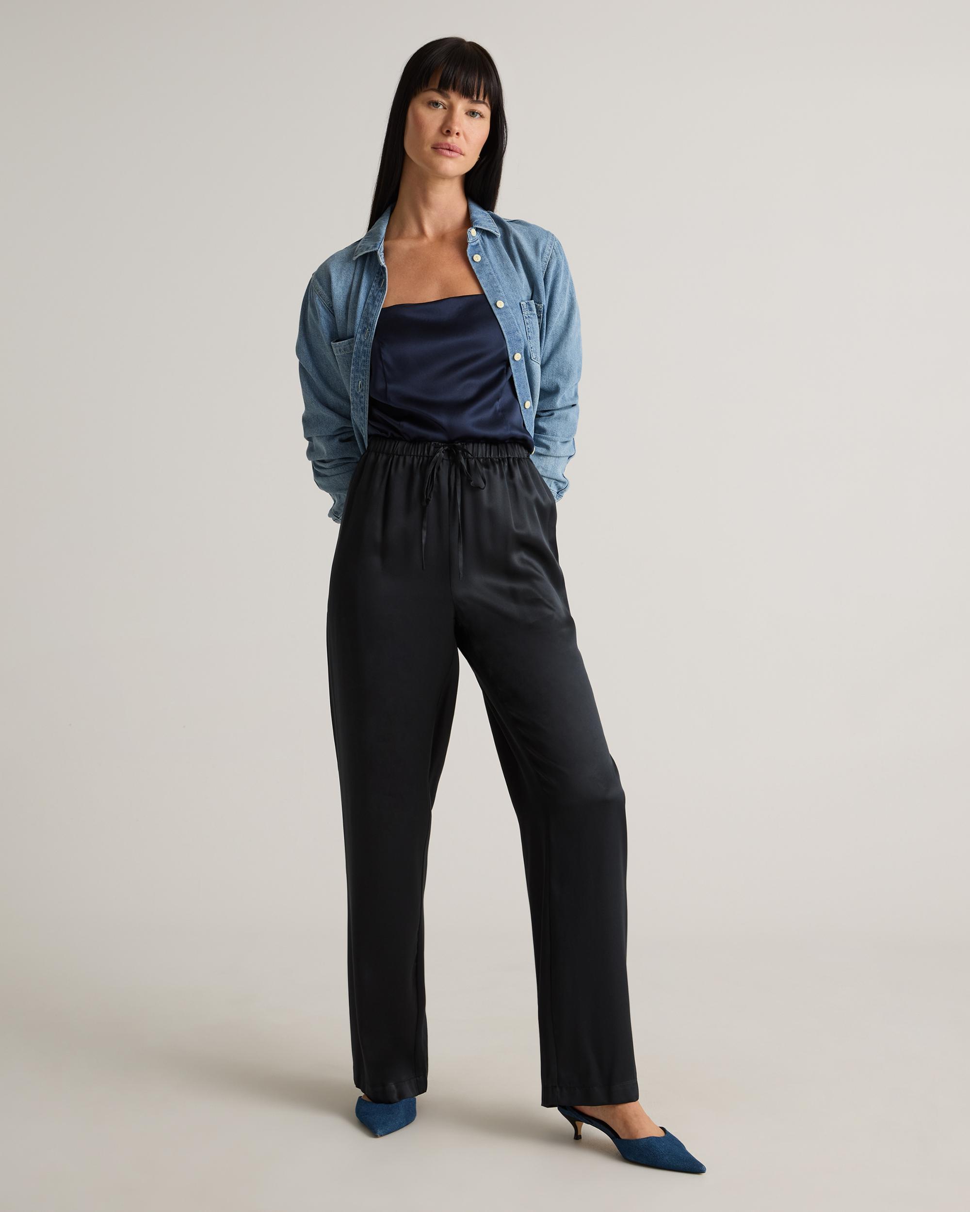 Quince | Women's Drawstring Wide Leg Pants Silk Product Image