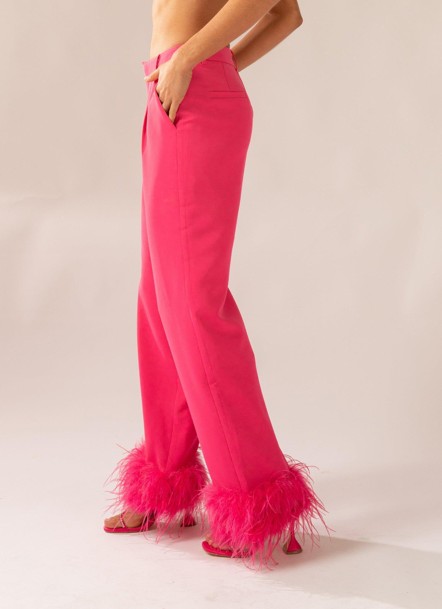 Shake It Off Feather Pants - Magenta Product Image