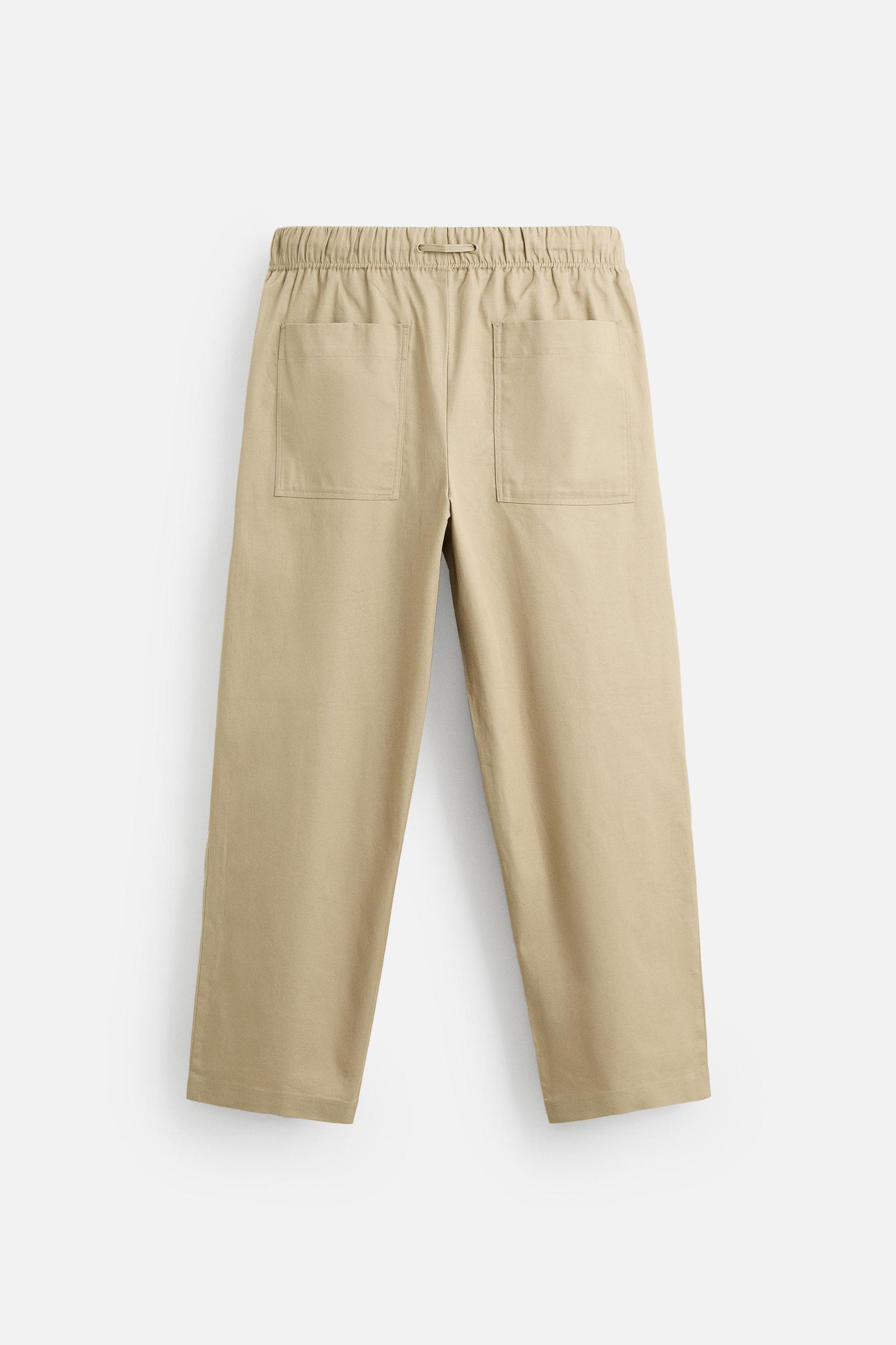 RELAXED FIT COTTON LINEN PANTS Product Image