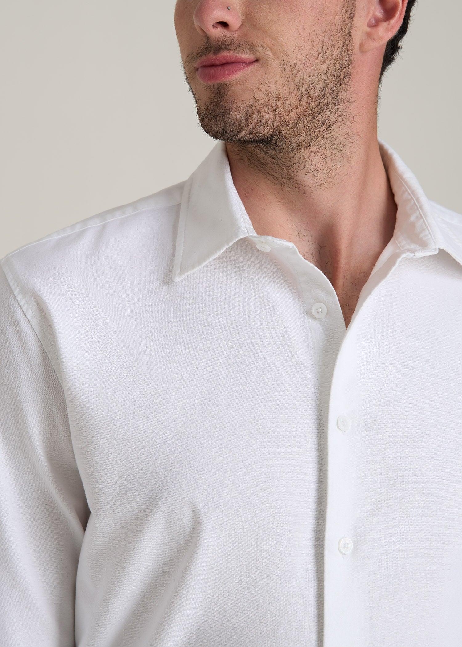 Pinpoint Oxford Shirt for Tall Men in White Male Product Image