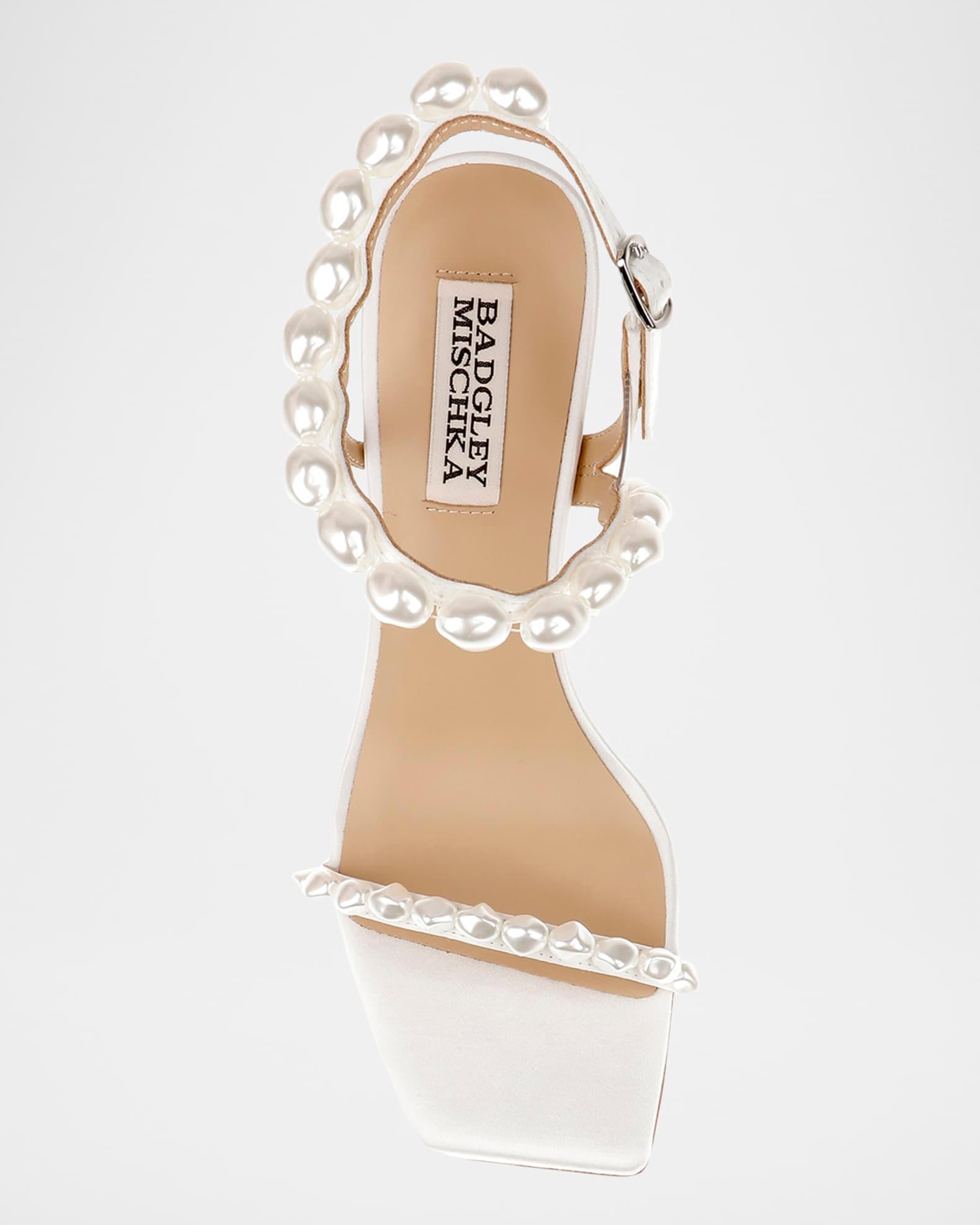 Demi Pearly Ankle-Strap Satin Sandals Product Image