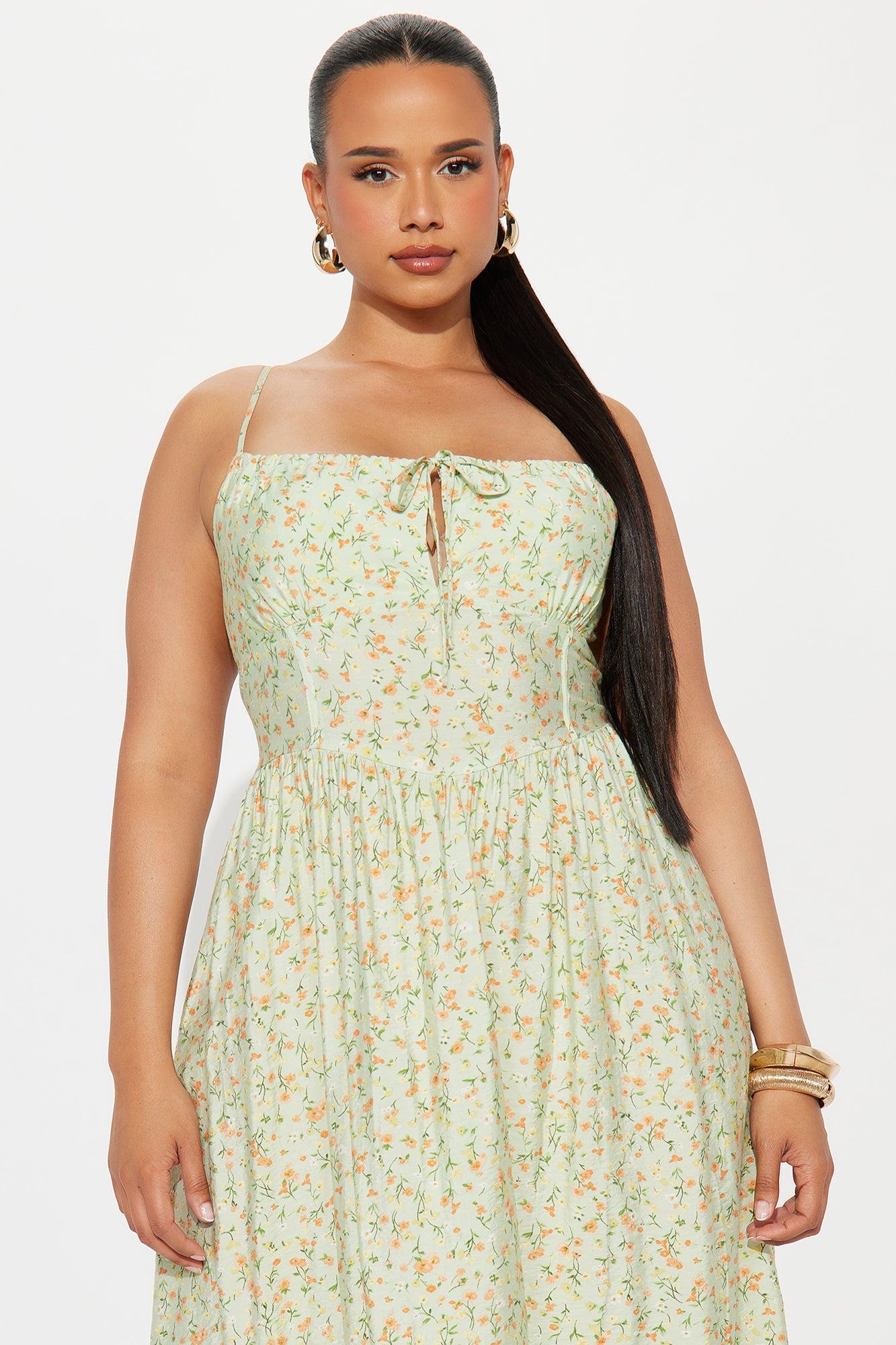 Ditsy Daisy Floral Midi Dress - Sage/combo Product Image