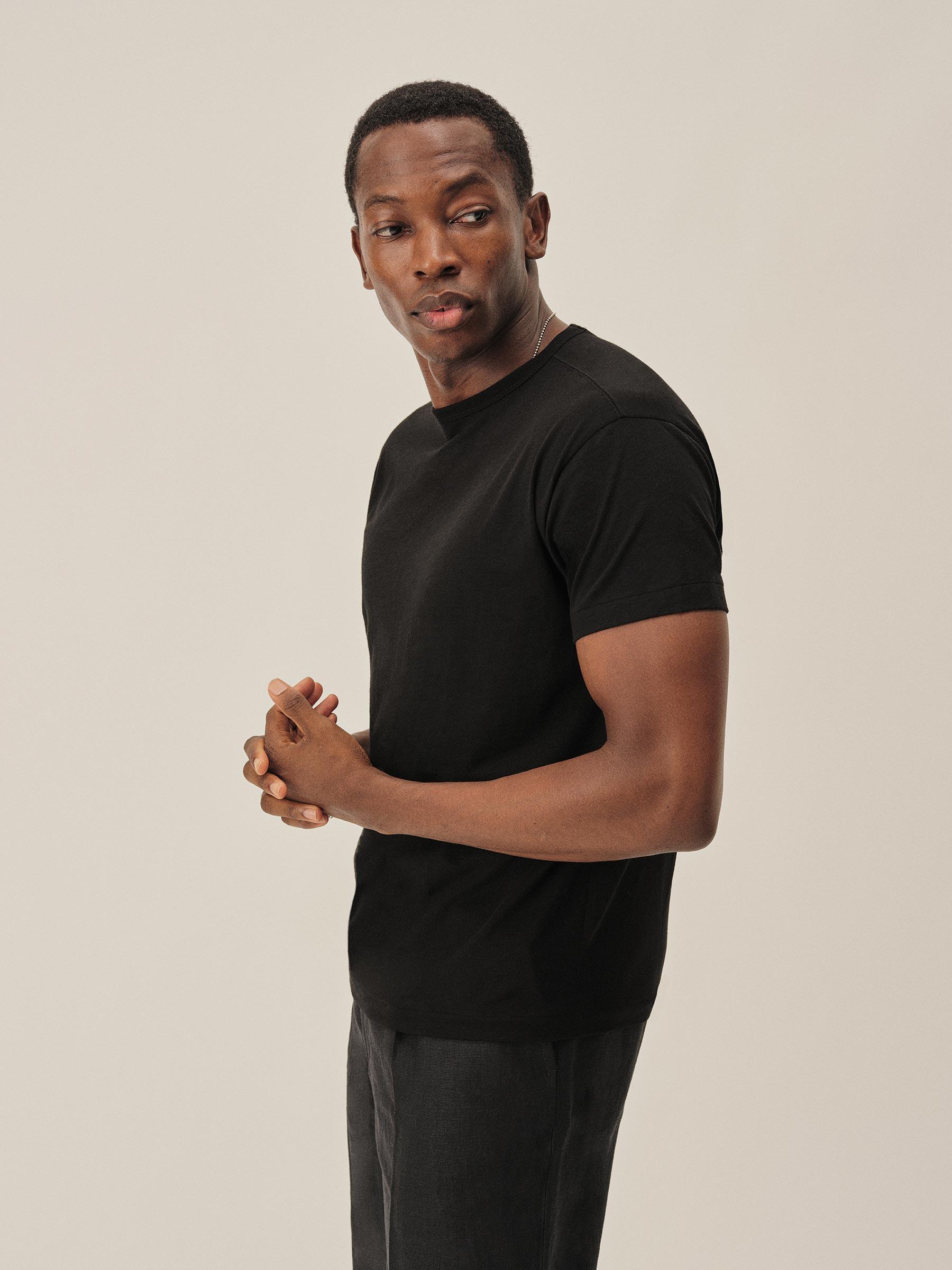 Black Japanese Cool Cashmere Knit Tee Product Image