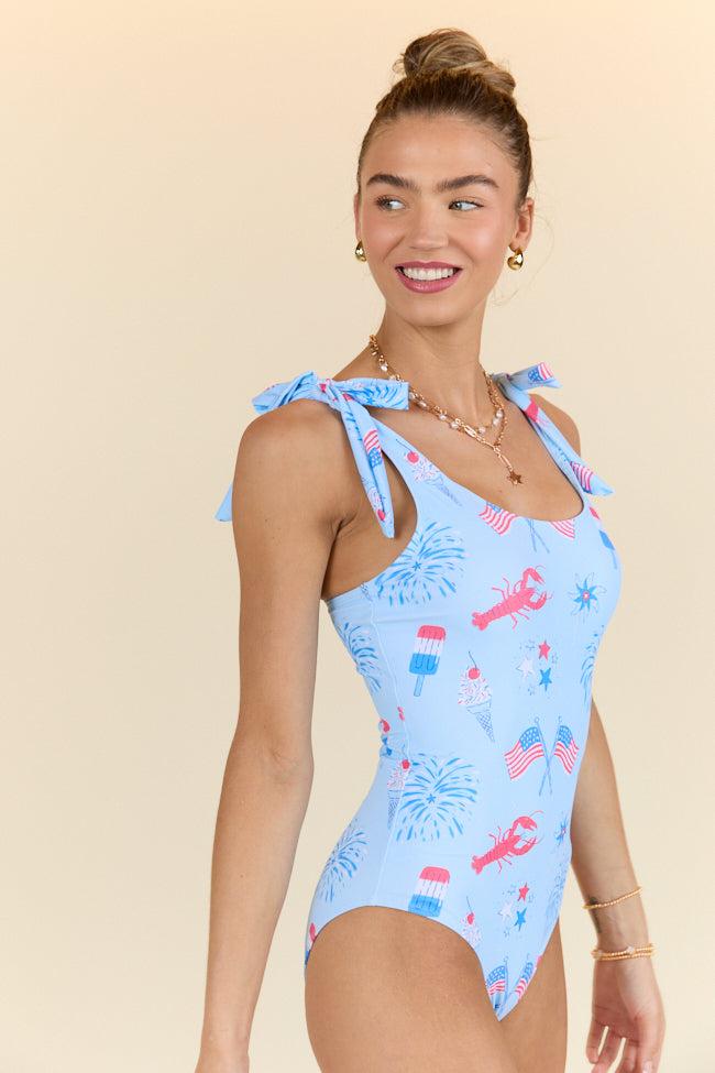 Stateside Swim Club Blue Patriotic Icon One Piece Swimsuit FINAL SALE Product Image