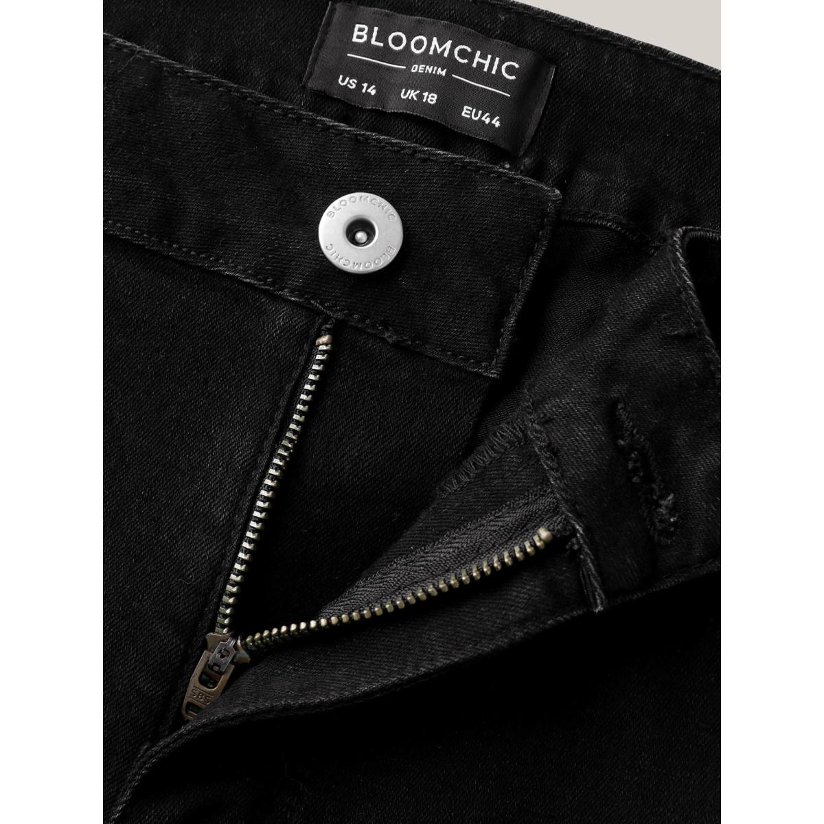 Plus Size Mid-Rise Classic Boot Cut Jeans Women Denimblack Timeless Medium stretch Slanted pocket Jeans BloomChic 16/1X Product Image