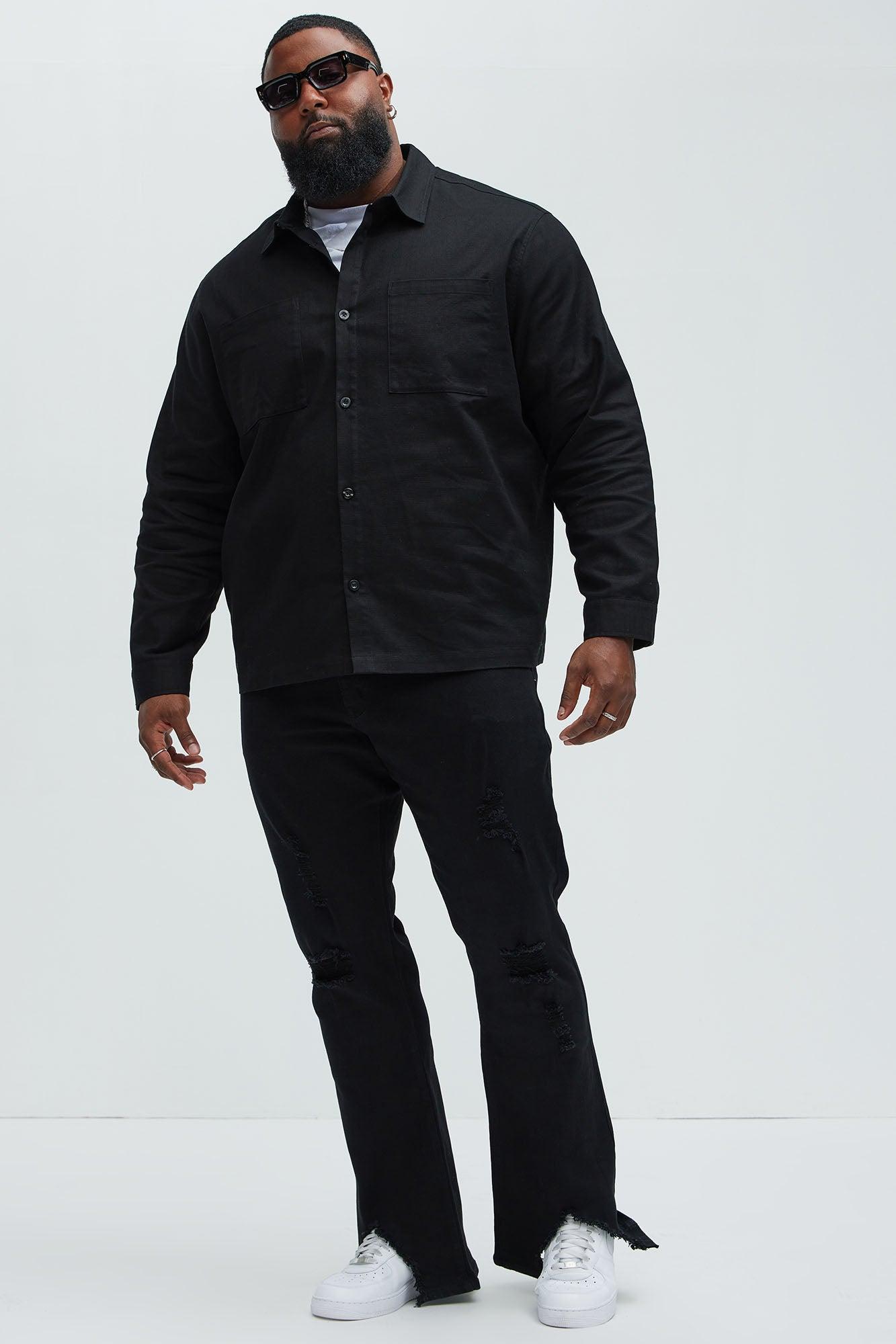 Slide Home Distressed Slim Stacked Flare Jeans - Black Product Image