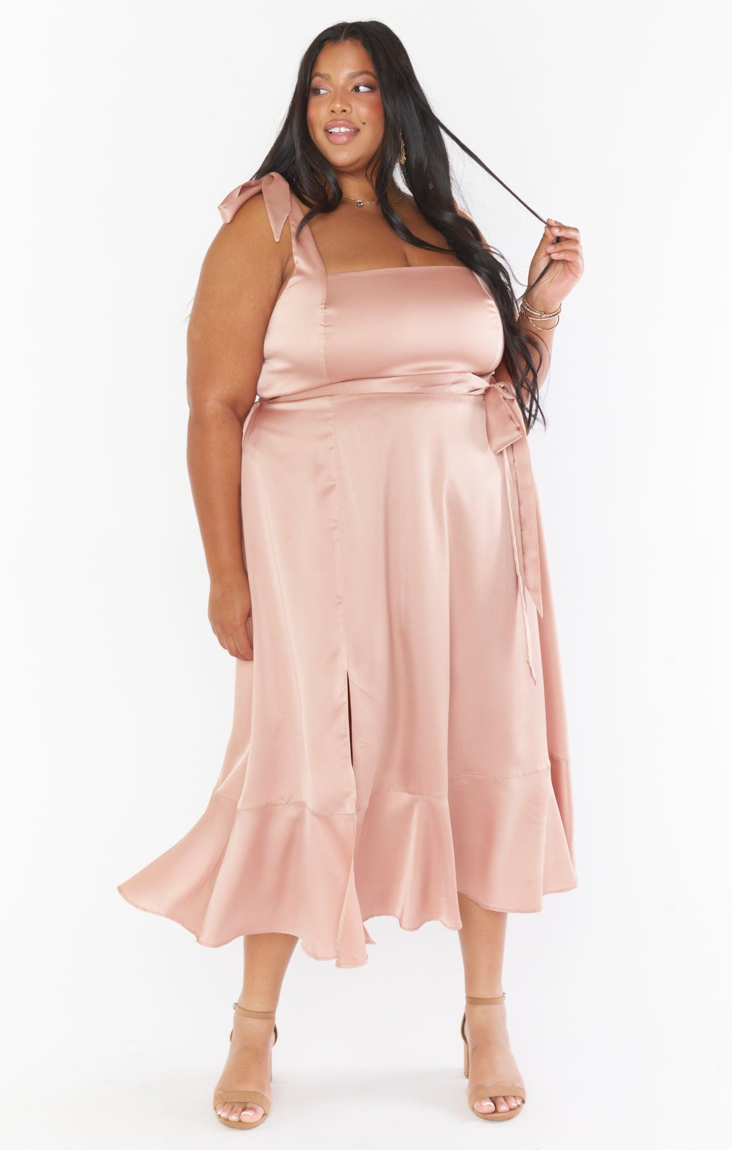 Claire Midi Dress ~ Rose Gold Luxe Satin Product Image