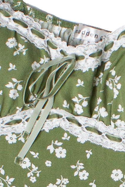 Puff Sleeve Lace Trim Floral Maxi Dress Product Image