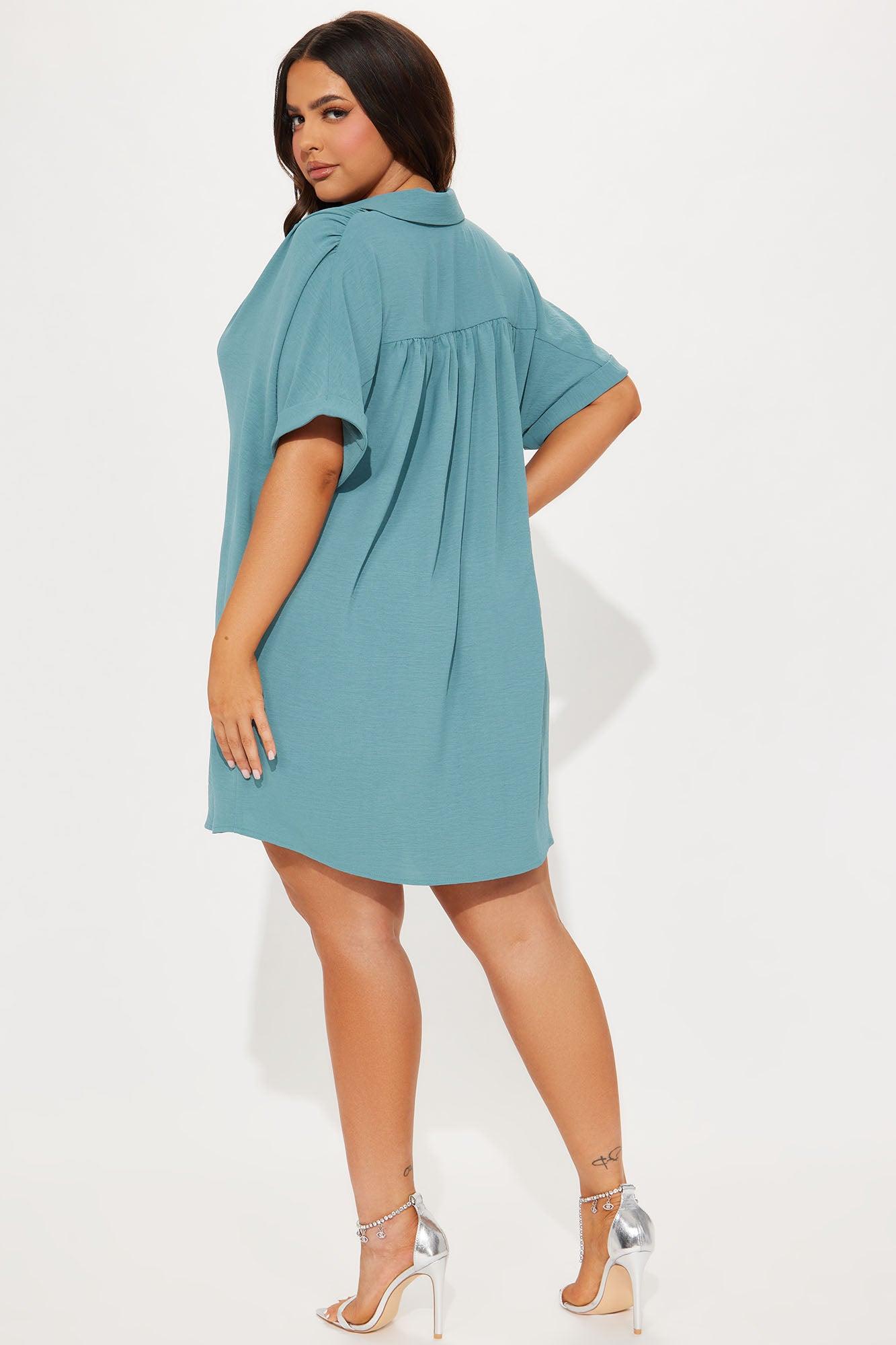 Amelia Mini Shirt Dress - Green Product Image