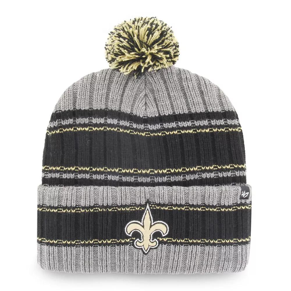 Men's '47 Graphite/Black New Orleans Saints Rexford Cuffed Knit Hat with Pom, Dark G Product Image