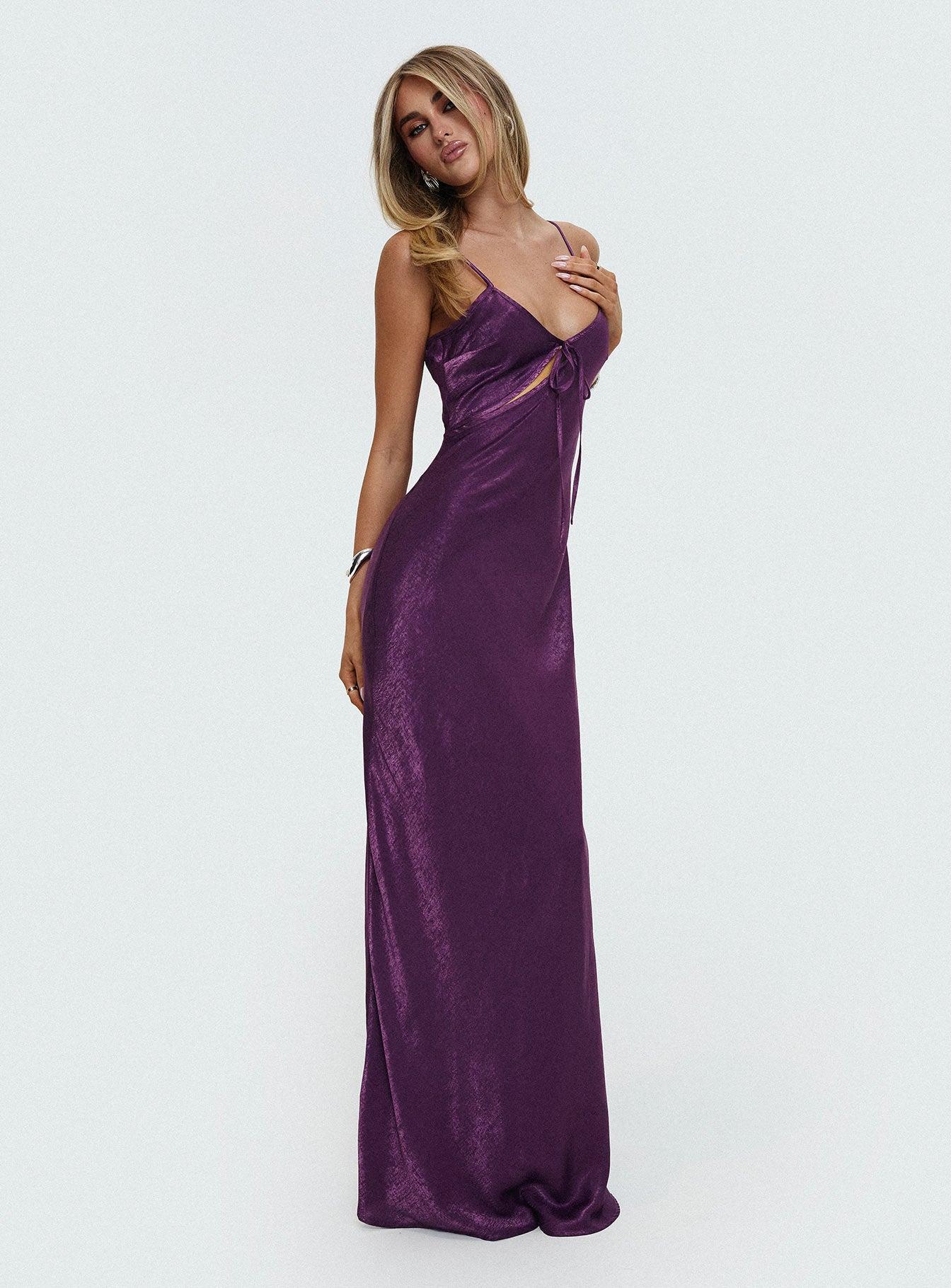 Linger Bias Cut Maxi Dress Purple Product Image
