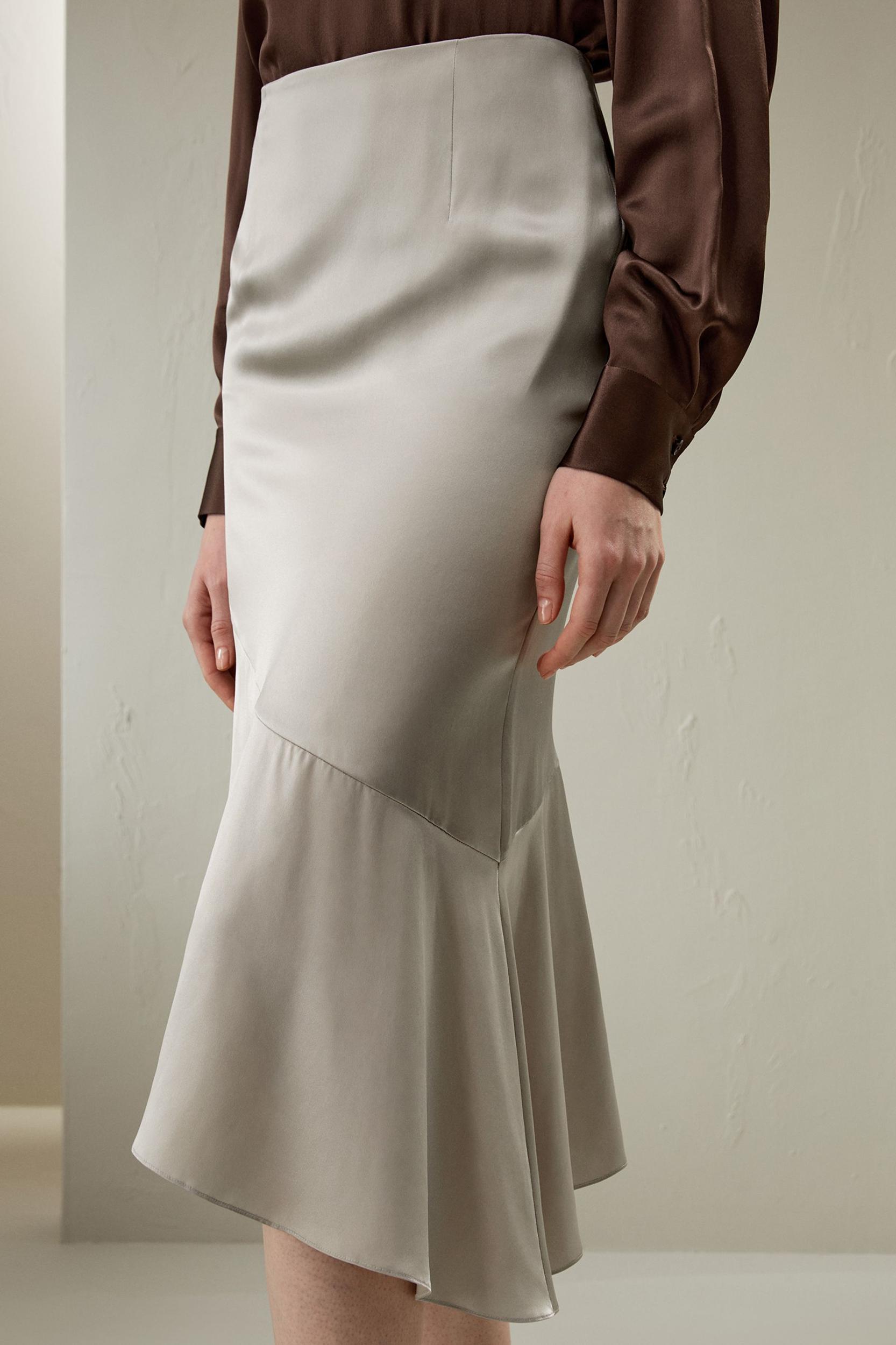 Silk Asymmetrical Fishtail Skirt Product Image