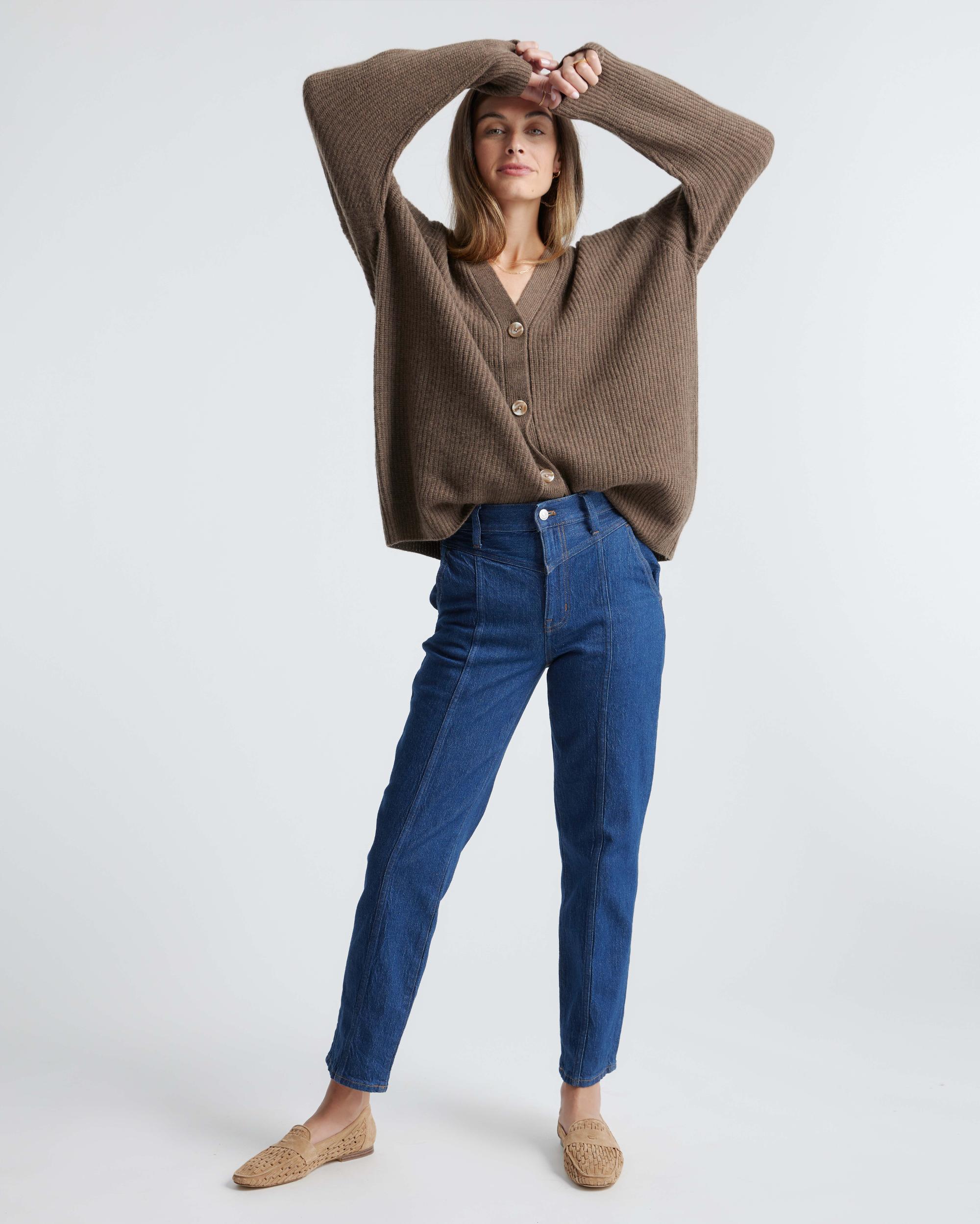 Quince | Women's Mongolian Spring Cashmere OverSized Boyfriend Cardigan Sweater Product Image