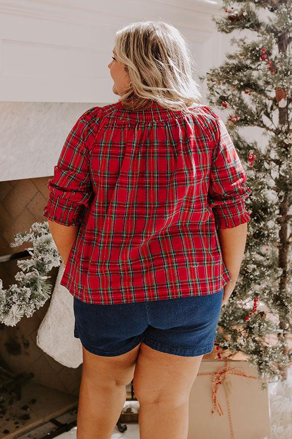 Holiday Harmony Smocked Plaid Top Curves Product Image