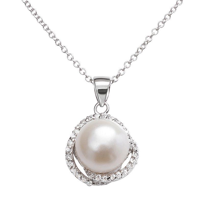 Sophie Miller Sterling Silver Freshwater Cultured Pearl & Cubic Zirconia Swirl Pendant, Women's,  Product Image