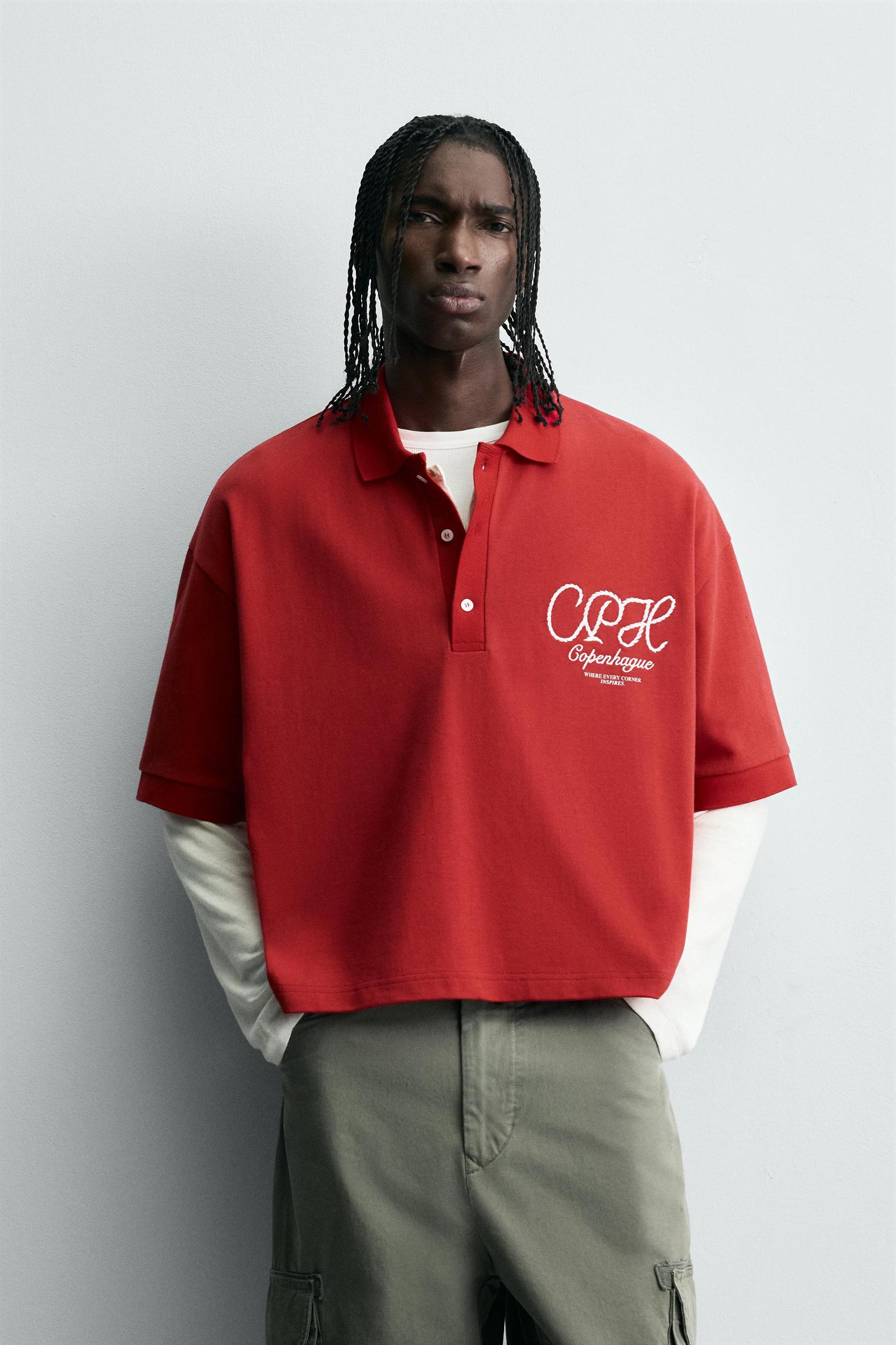 EMBROIDERED TEXT POLO SHIRT Product Image