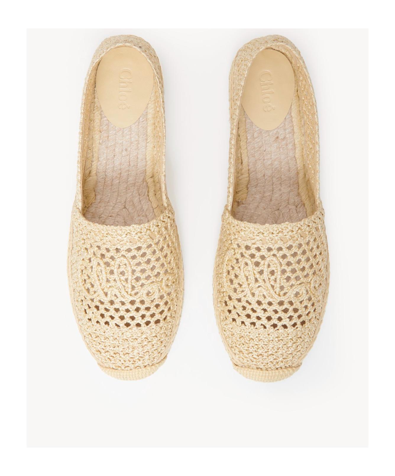 CHLOÉ Womens Chloe Isla Logo-embossed Crochet Espadrilles In Brown Product Image