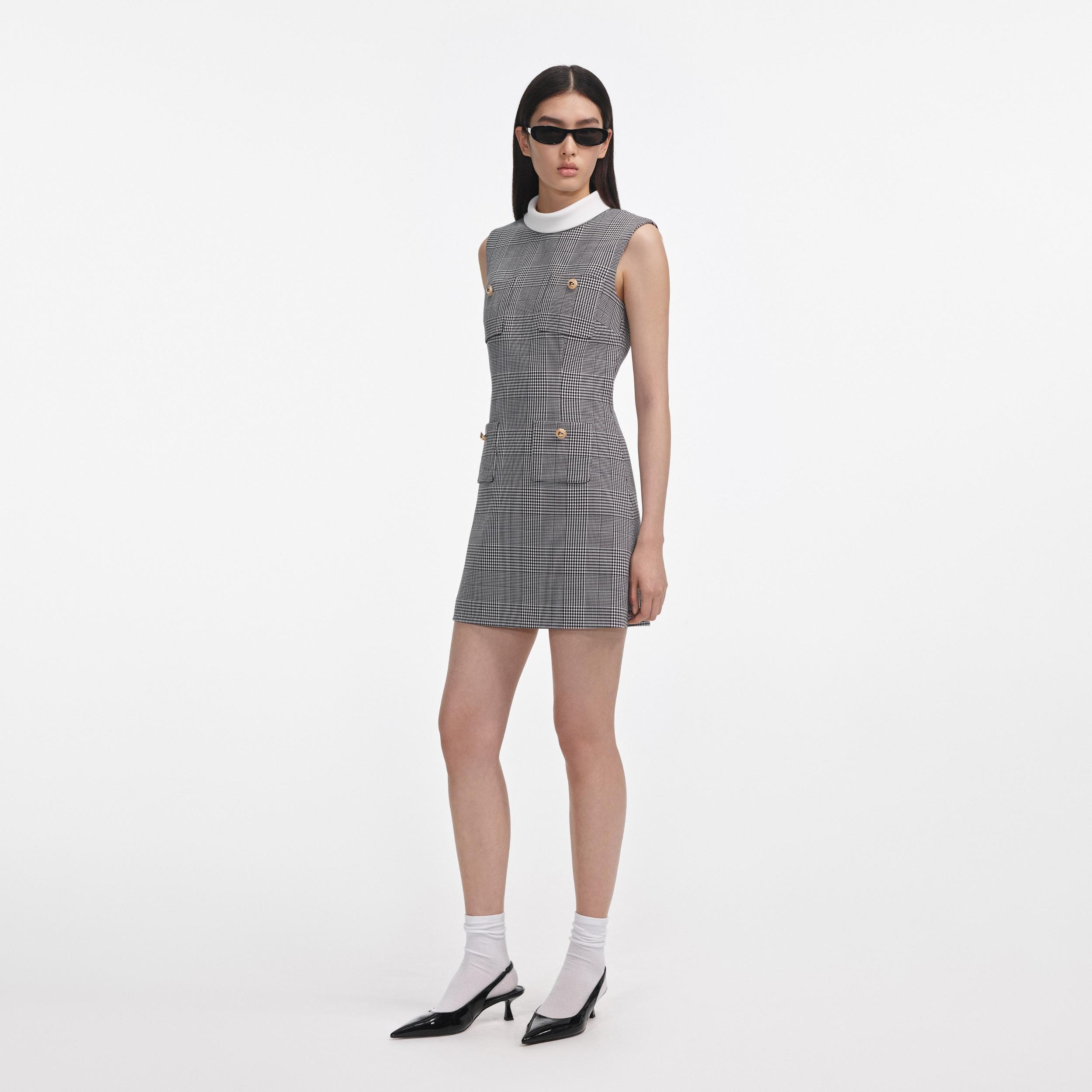 Sleeveless Prince Of Wales Check Mini Dress Product Image