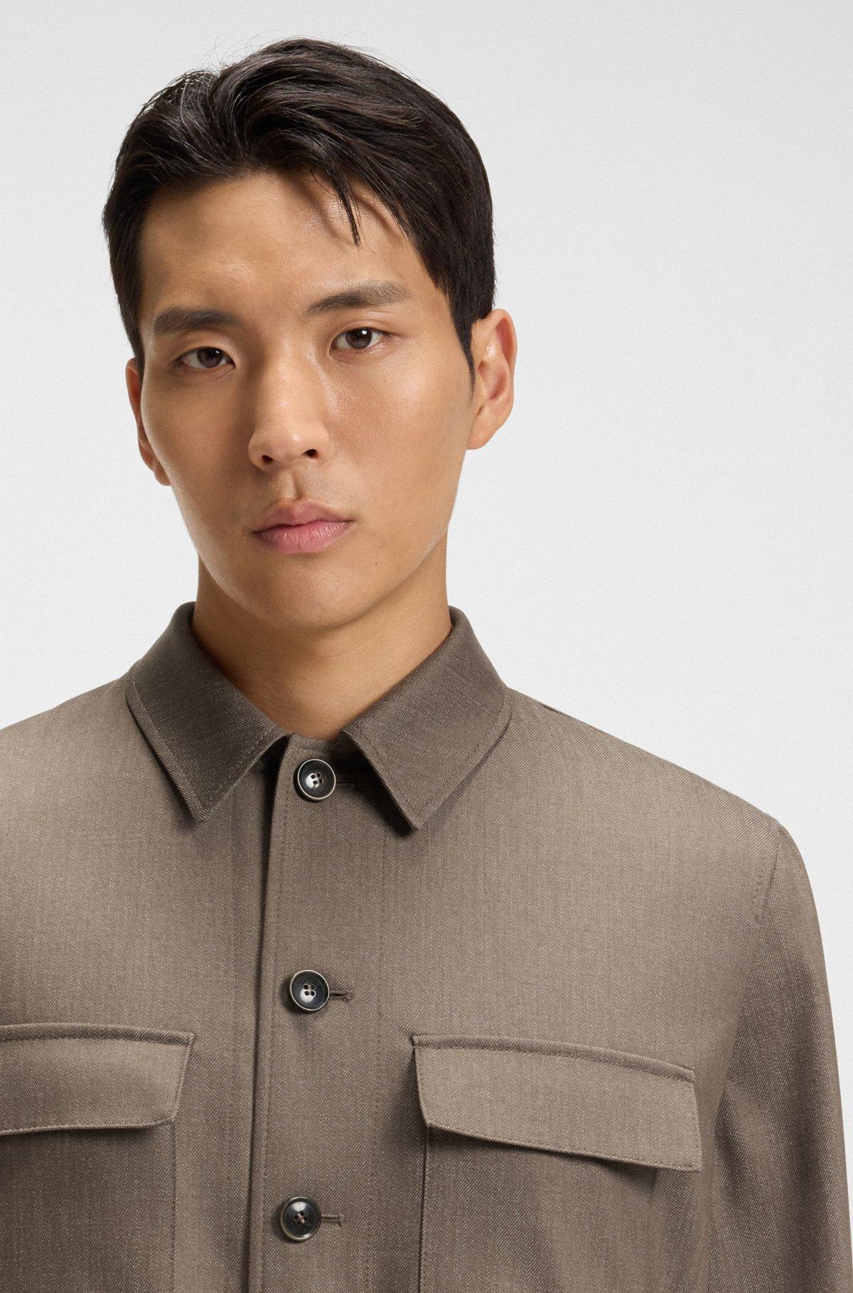 Relaxed-fit overshirt in virgin wool Product Image